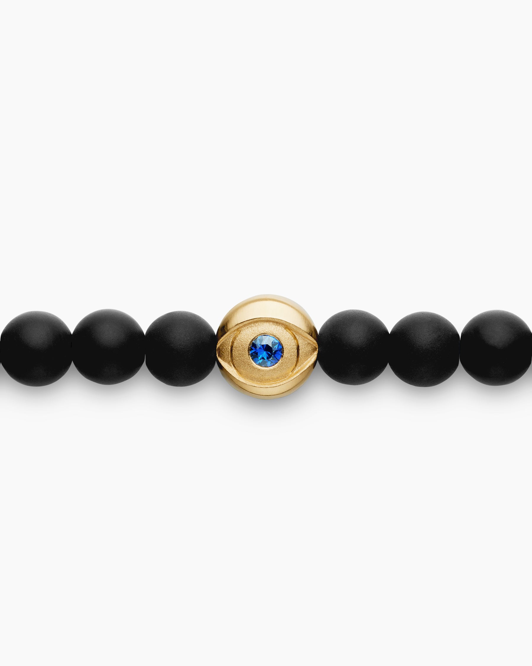 Spiritual Beads Evil Eye Bracelet with Black Onyx, Sapphire and 18K Yellow Gold, 4mm - Image 6