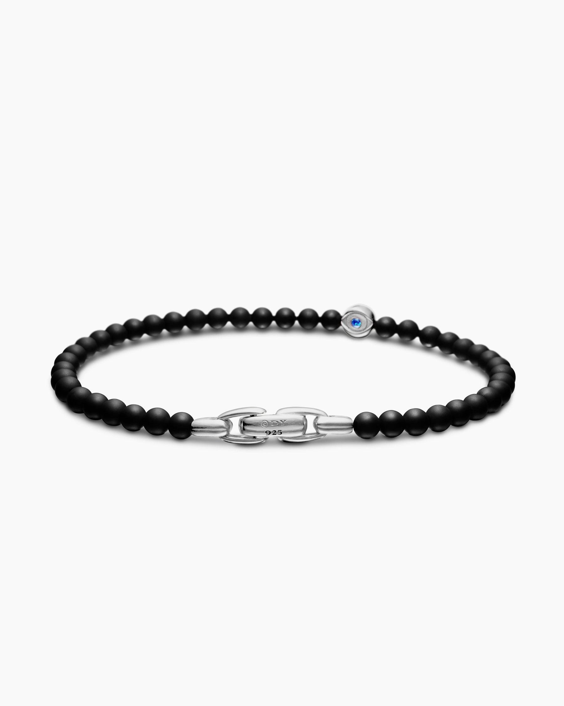 Spiritual Beads Evil Eye Bracelet in Sterling Silver with Black Onyx and Sapphire, 4mm - Image 5