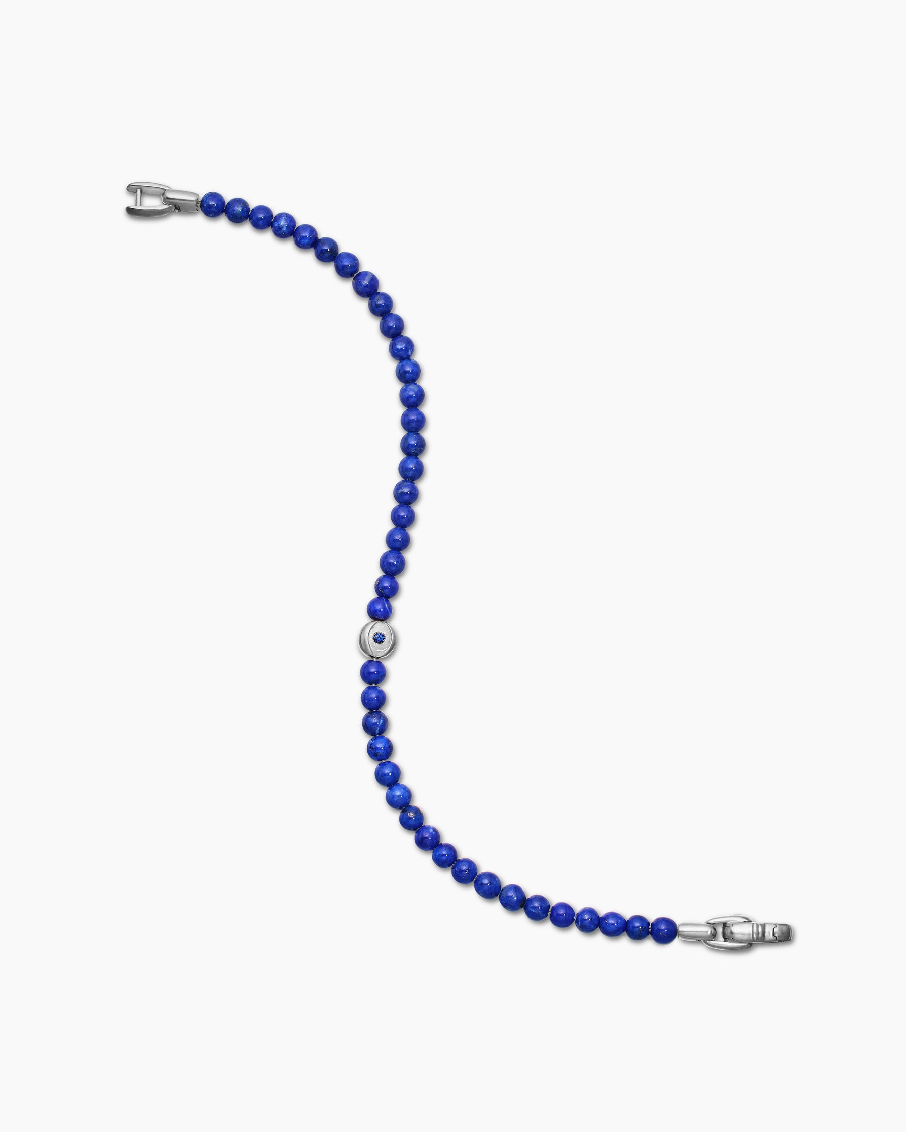 Spiritual Beads Evil Eye Bracelet in Sterling Silver with Lapis and Sapphire, 4mm - Image 4