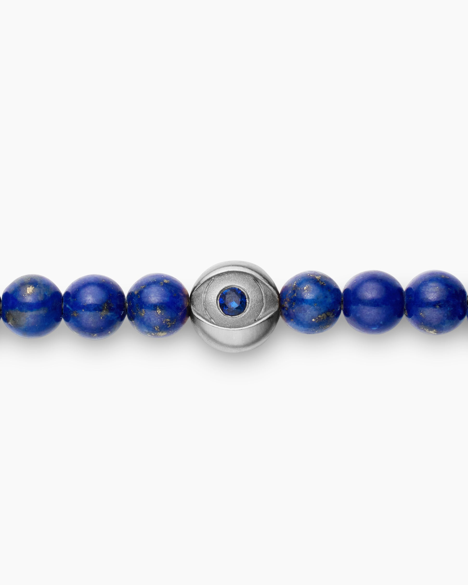 Spiritual Beads Evil Eye Bracelet in Sterling Silver with Lapis and Sapphire, 4mm - Image 6