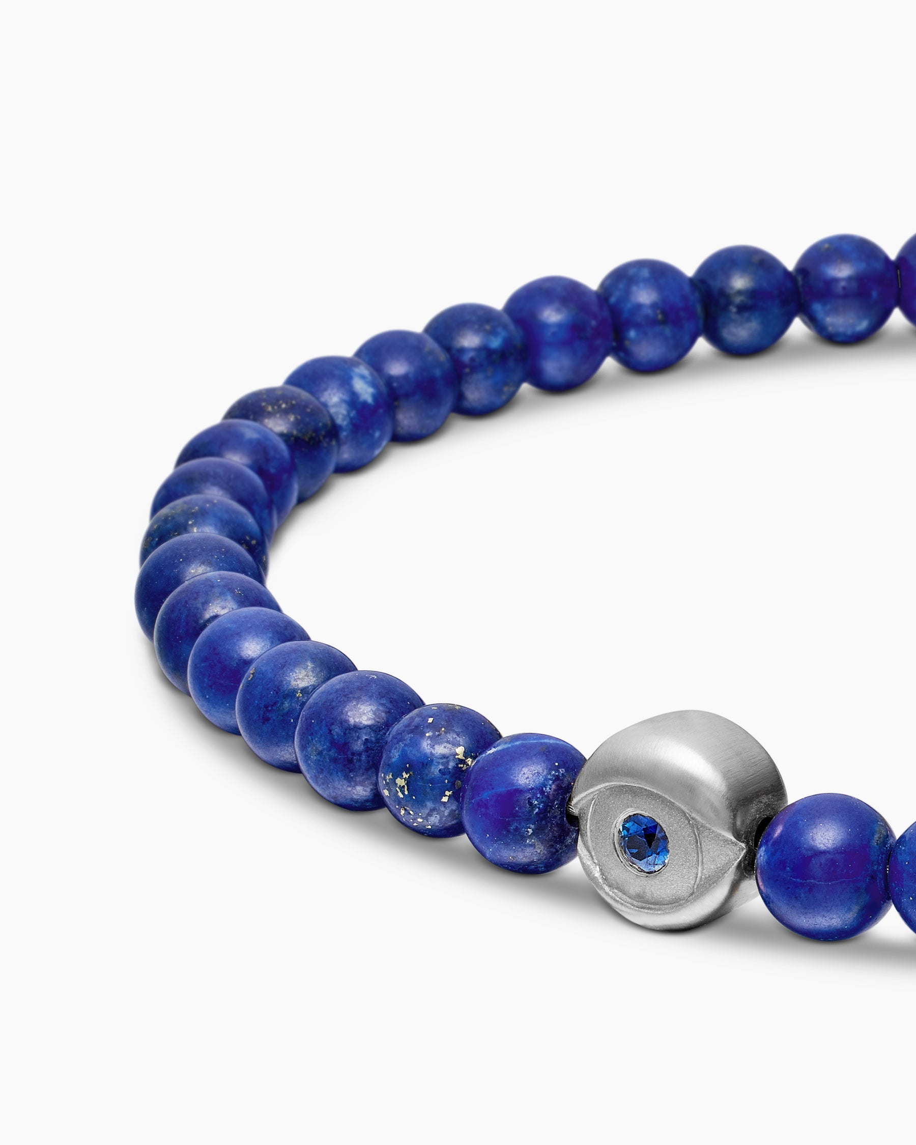 Spiritual Beads Evil Eye Bracelet in Sterling Silver with Lapis and Sapphire, 4mm - Image 7