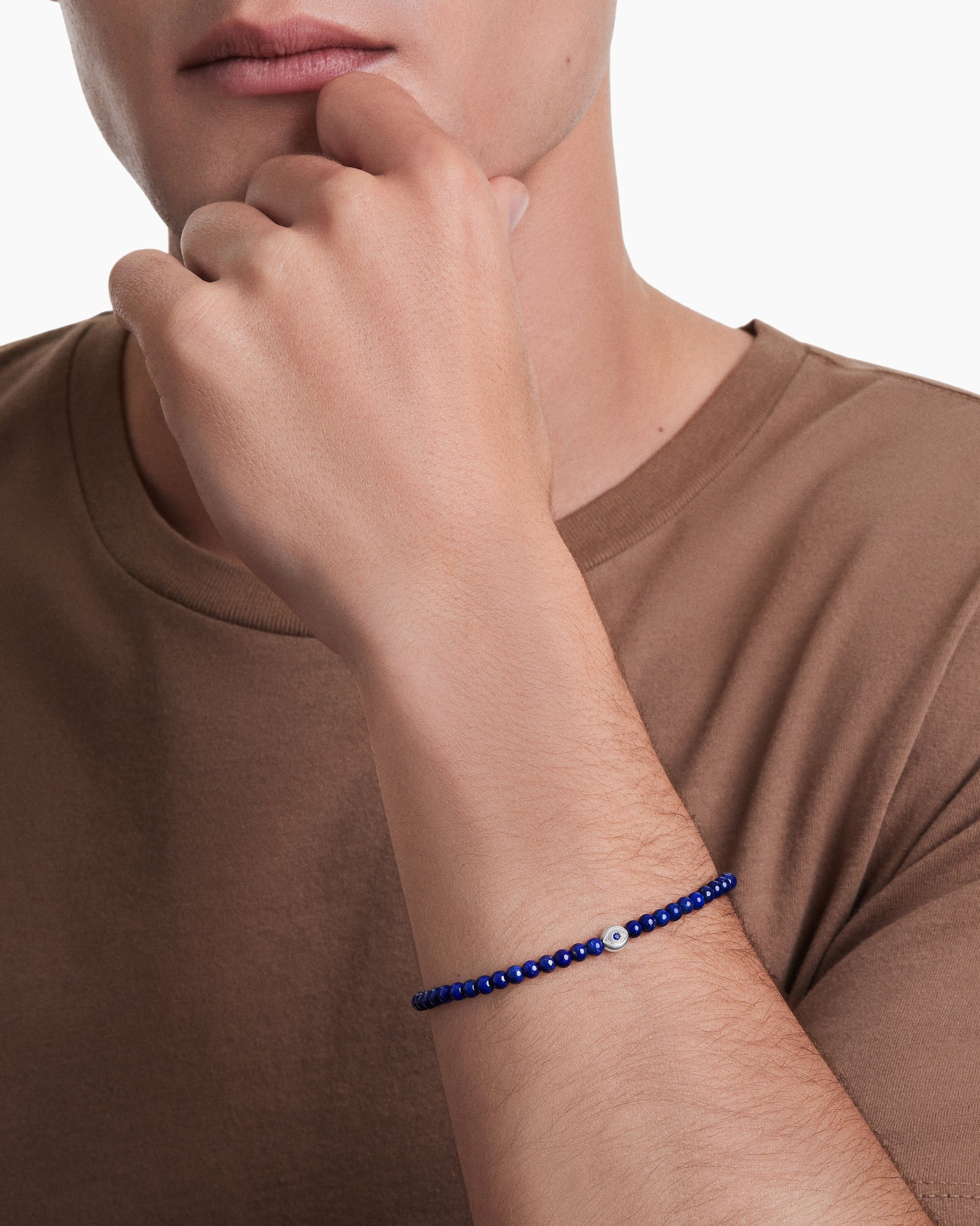 Alternative view of Spiritual Beads Evil Eye Bracelet in Sterling Silver with Lapis and Sapphire, 4mm