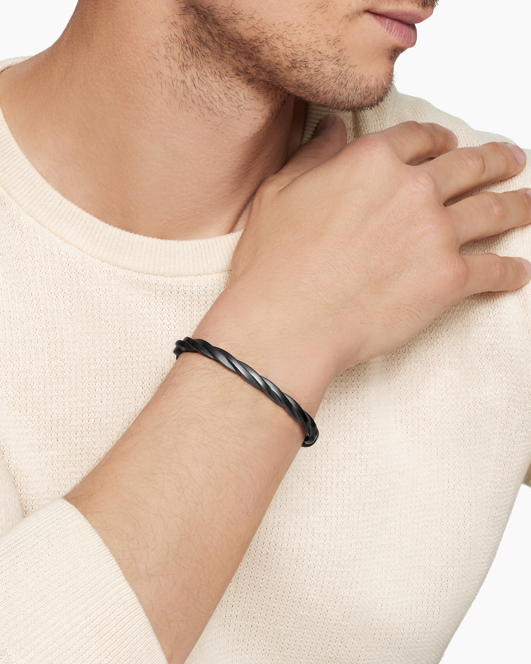 Alternative view of DY Helios Cuff Bracelet in Black Titanium, 6mm