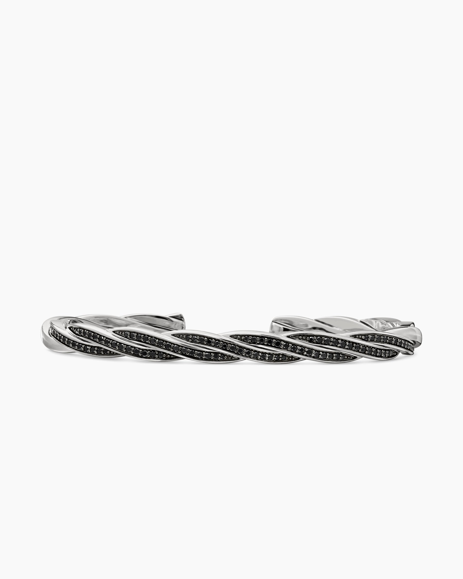 DY Helios Cuff Bracelet in Sterling Silver with Black Diamonds, 6mm