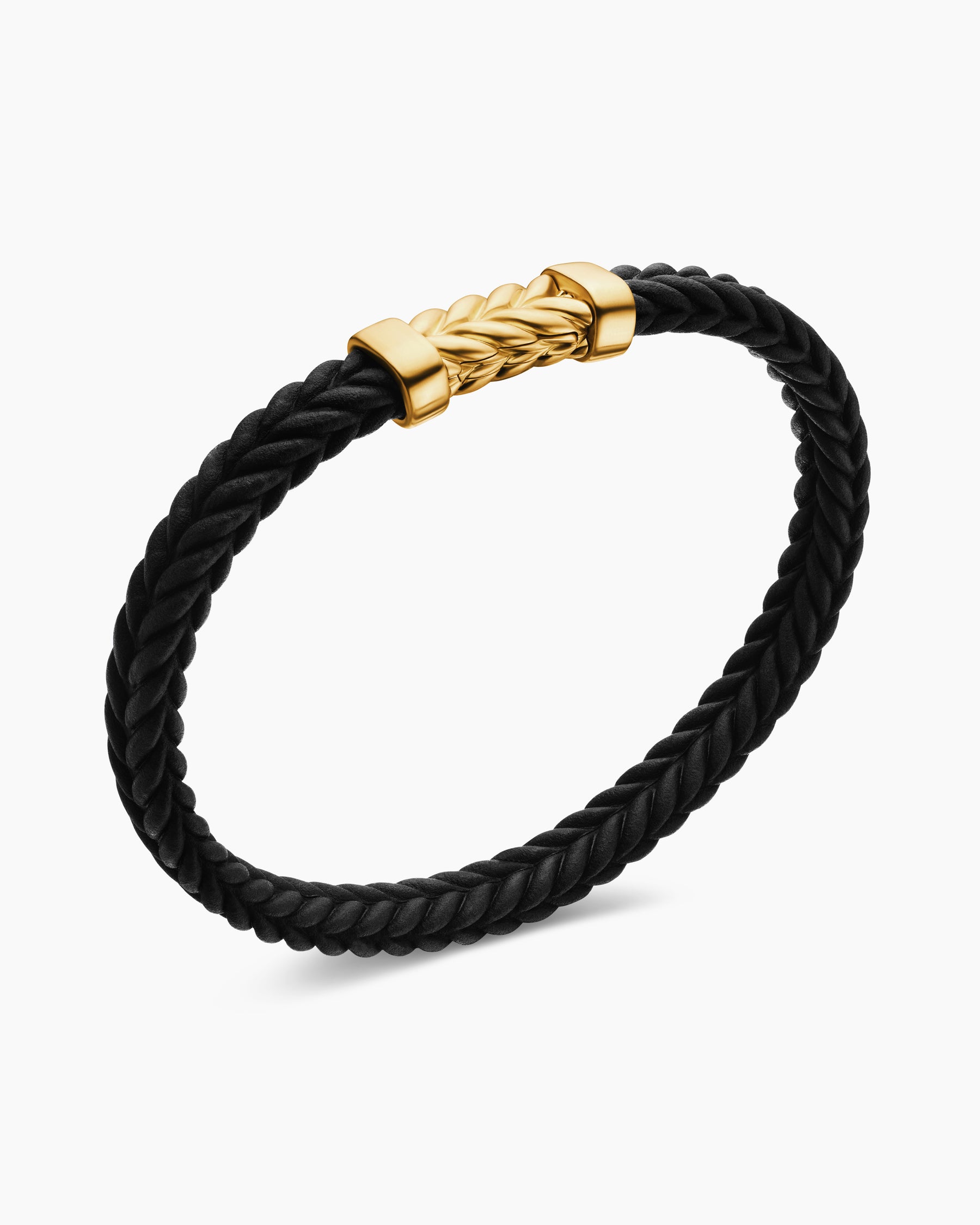Chevron Bracelet in Black Rubber with 18K Yellow Gold, 6mm - Image 3
