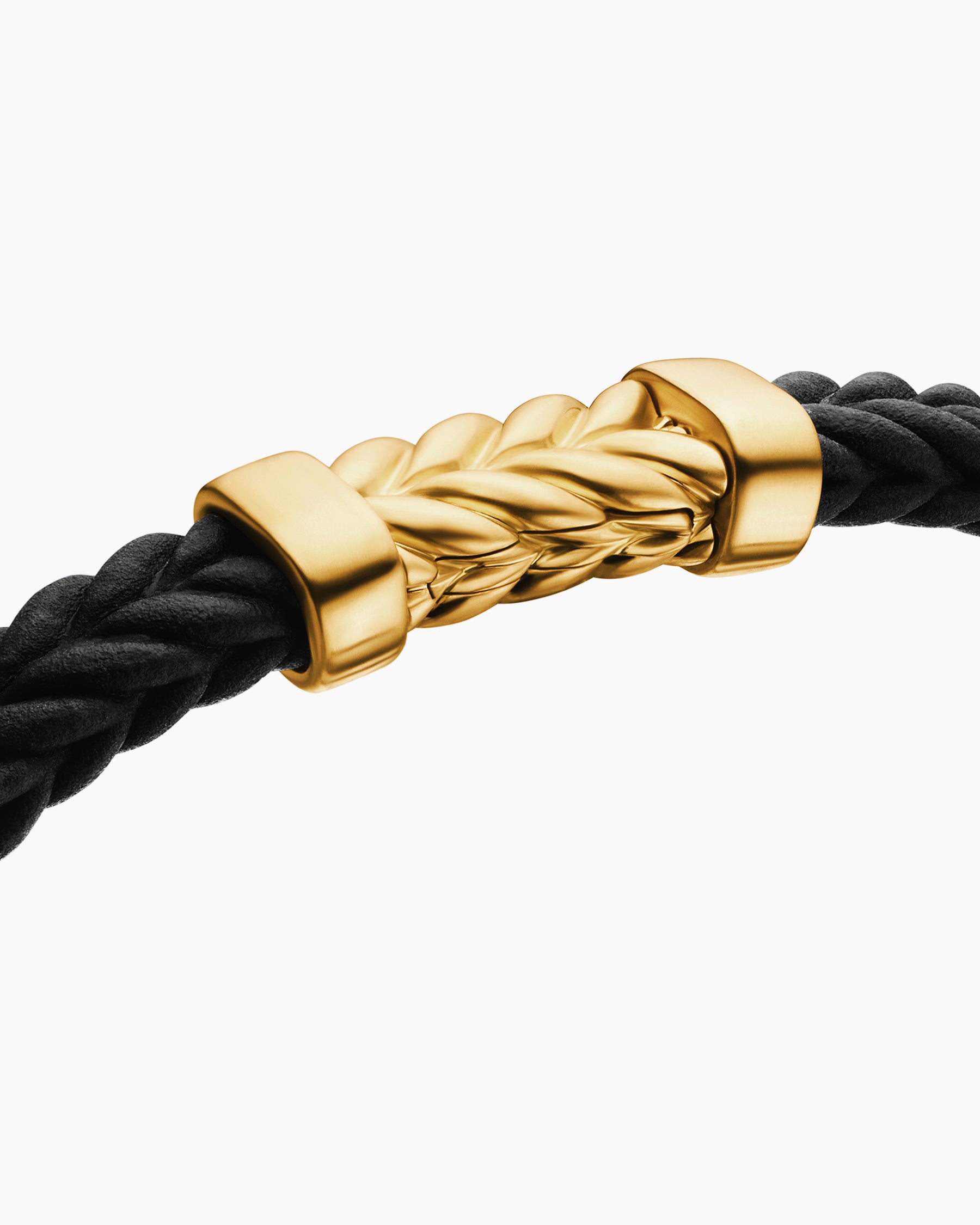 Chevron Bracelet in Black Rubber with 18K Yellow Gold, 6mm - Image 5