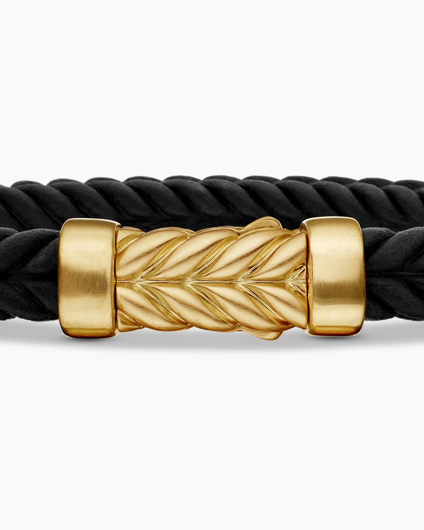 Chevron Bracelet in Black Rubber with 18K Yellow Gold, 6mm - Image 6