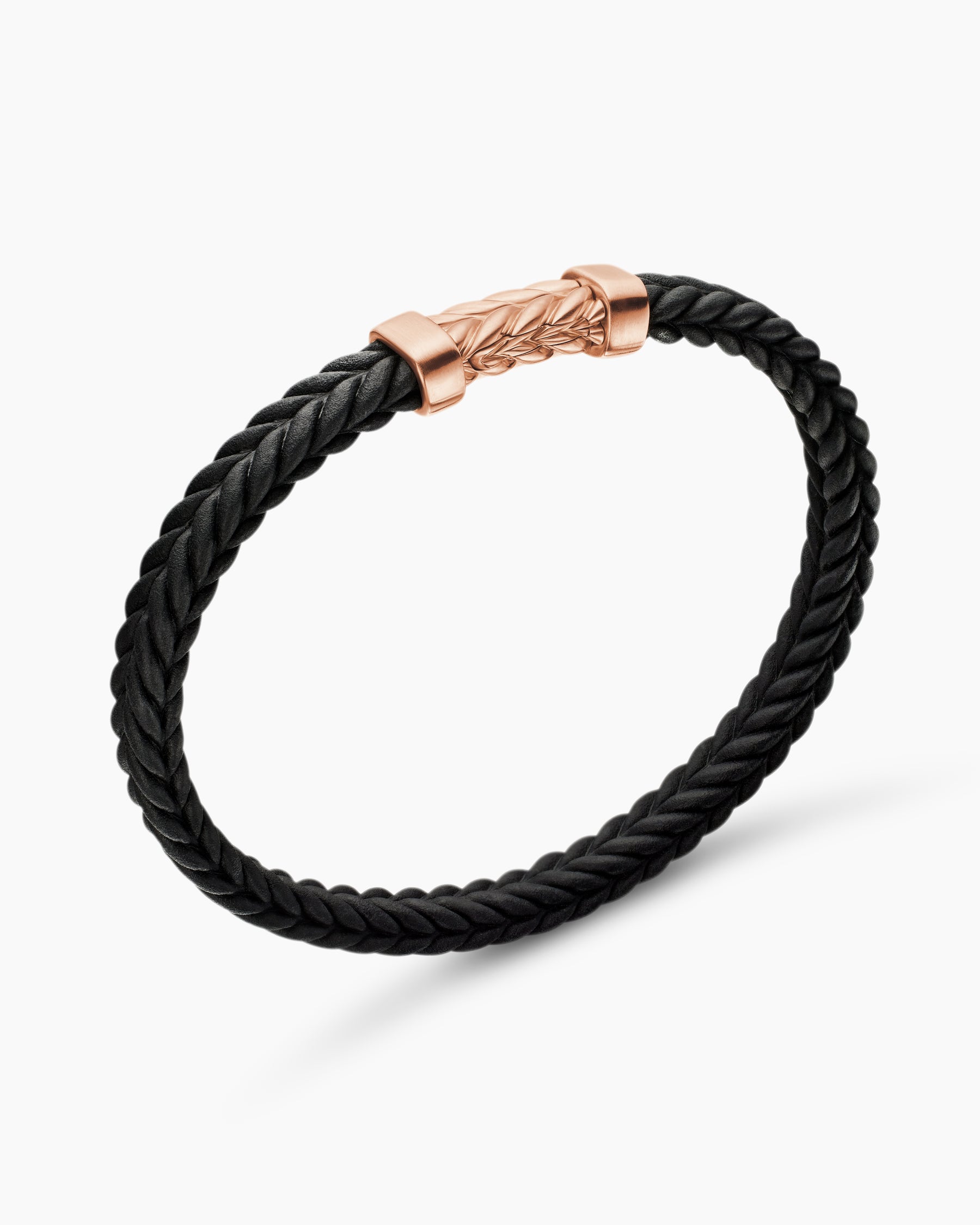 Chevron Bracelet in Black Rubber with 18K Rose Gold, 6mm - Image 3