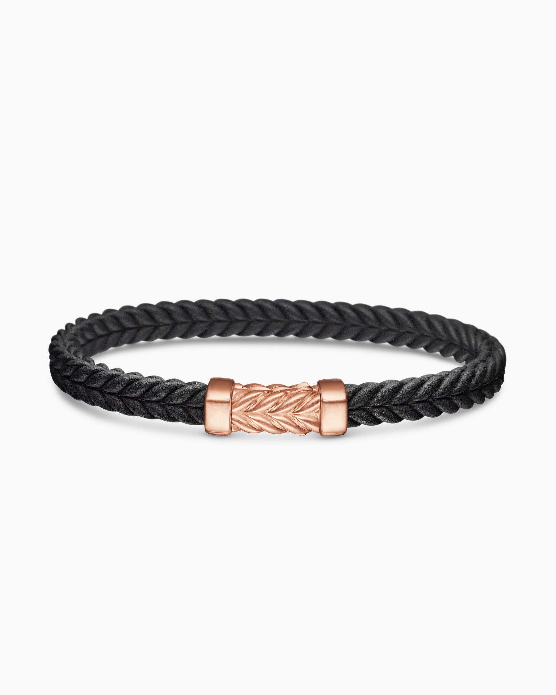 Chevron Bracelet in Black Rubber with 18K Rose Gold, 6mm - Image 4