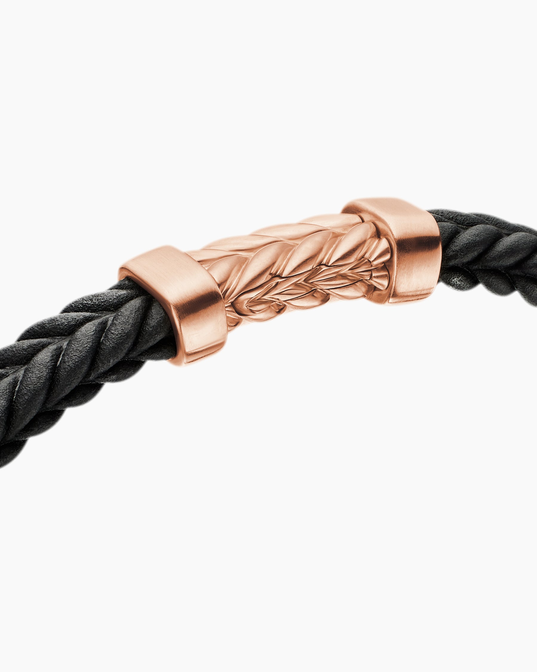 Chevron Bracelet in Black Rubber with 18K Rose Gold, 6mm - Image 5