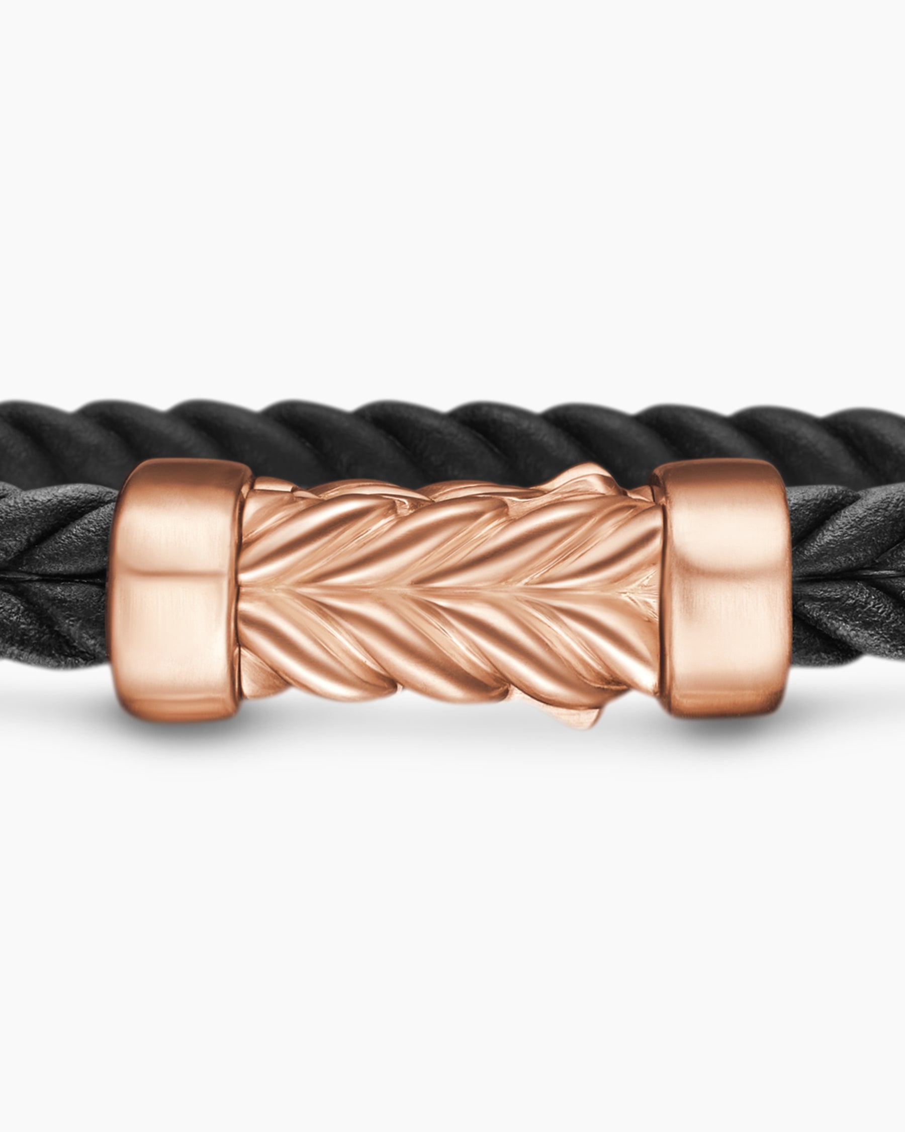 Chevron Bracelet in Black Rubber with 18K Rose Gold, 6mm - Image 6