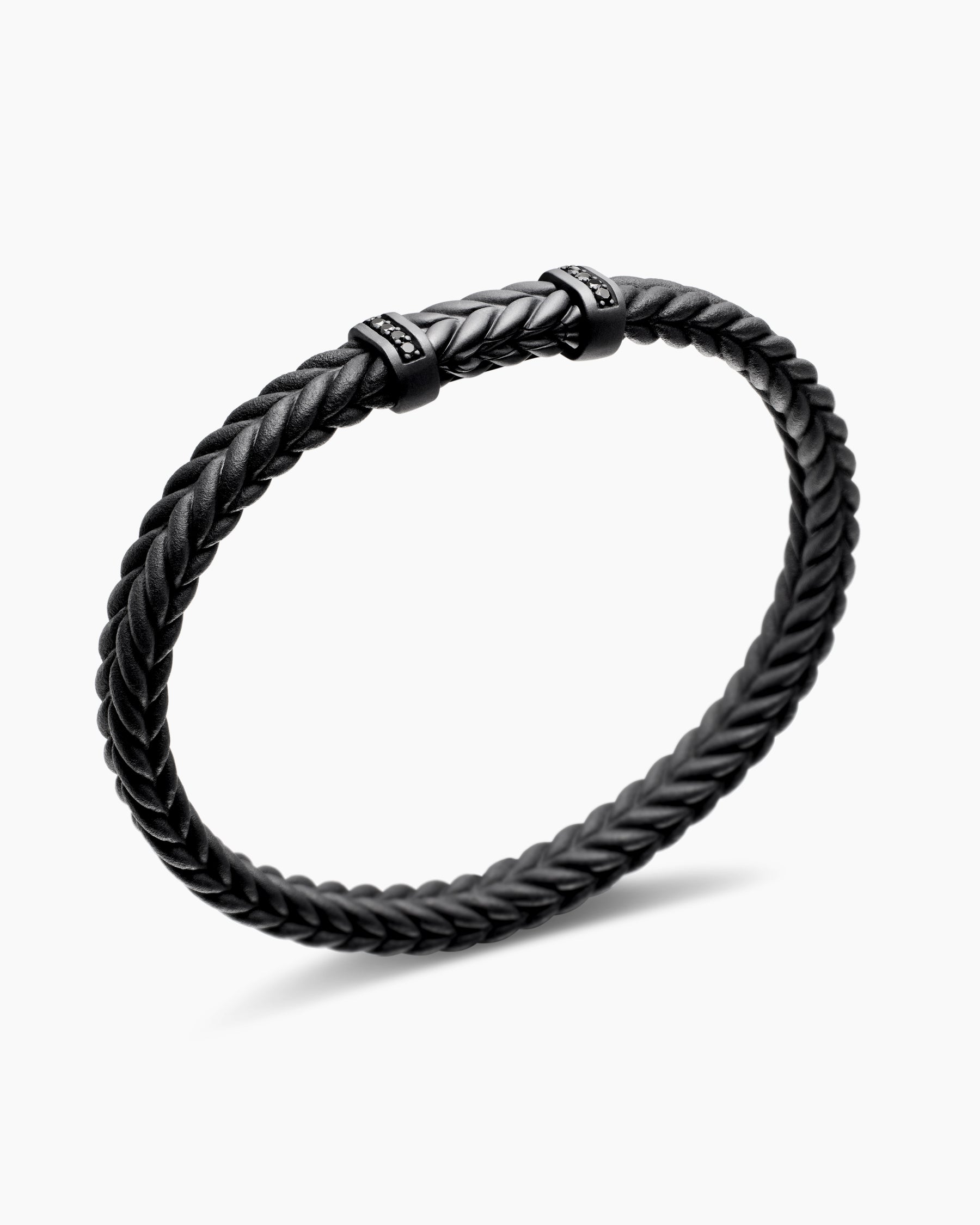 Chevron Bracelet in Black Rubber with Black Titanium and Black Diamonds, 6mm - Image 3