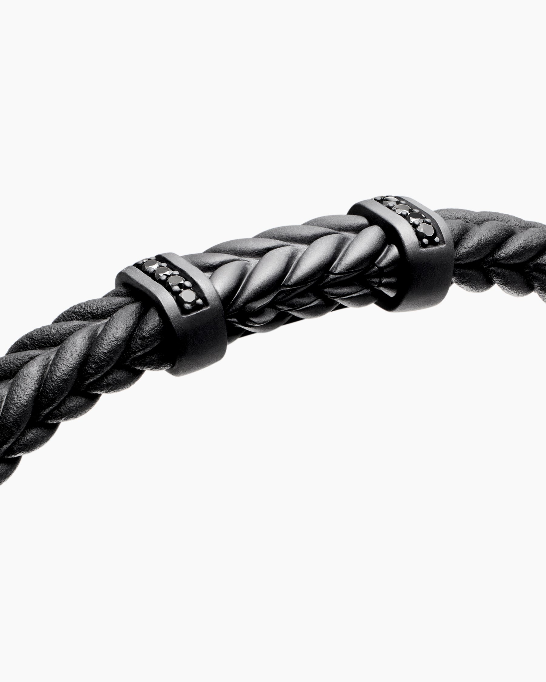 Chevron Bracelet in Black Rubber with Black Titanium and Black Diamonds, 6mm - Image 5