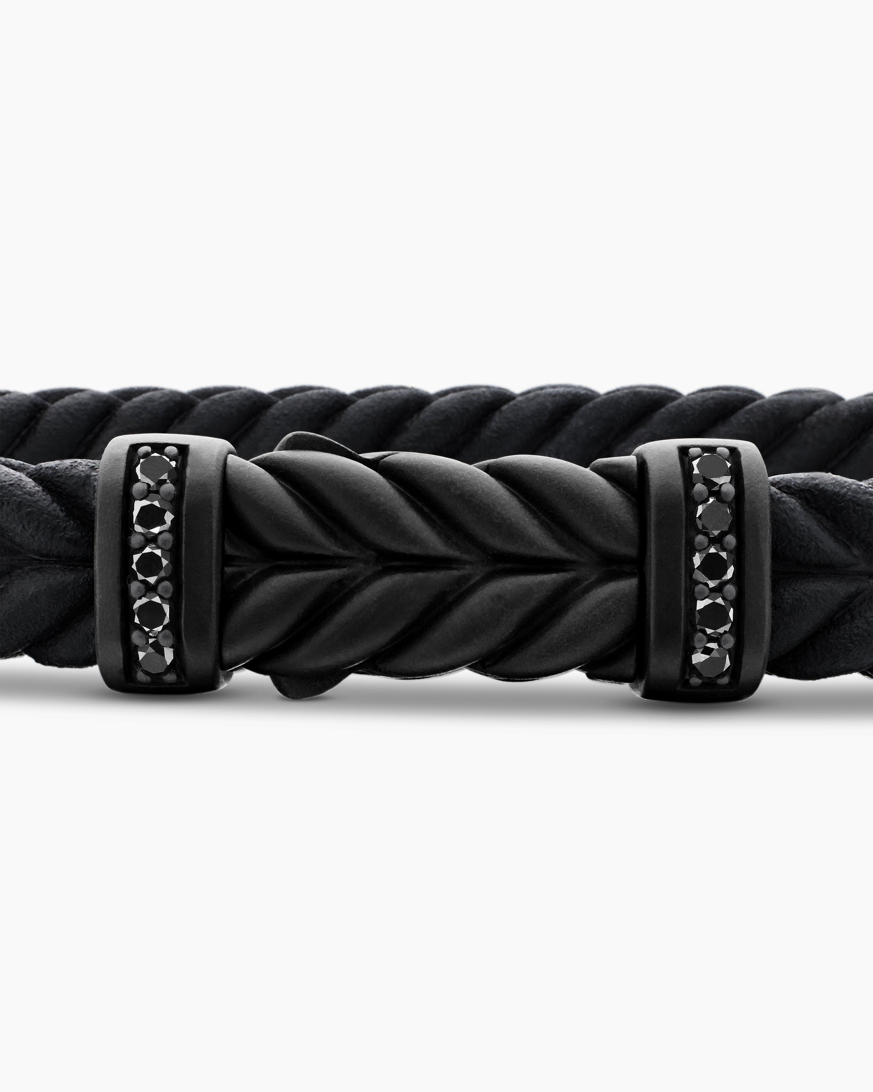 Chevron Bracelet in Black Rubber with Black Titanium and Black Diamonds, 6mm - Image 6