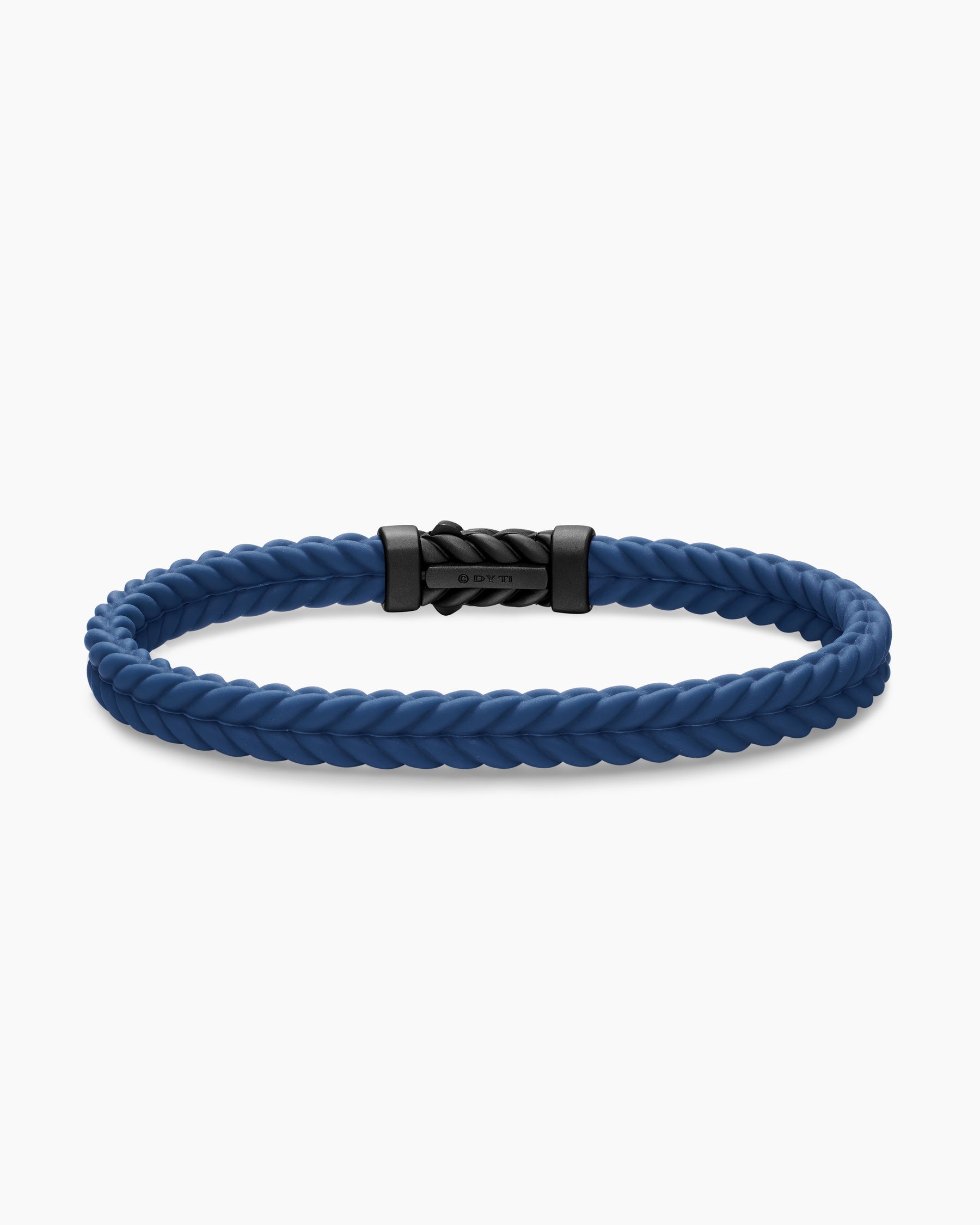 Chevron Bracelet in Blue Rubber with Black Titanium, 6mm - Image 4