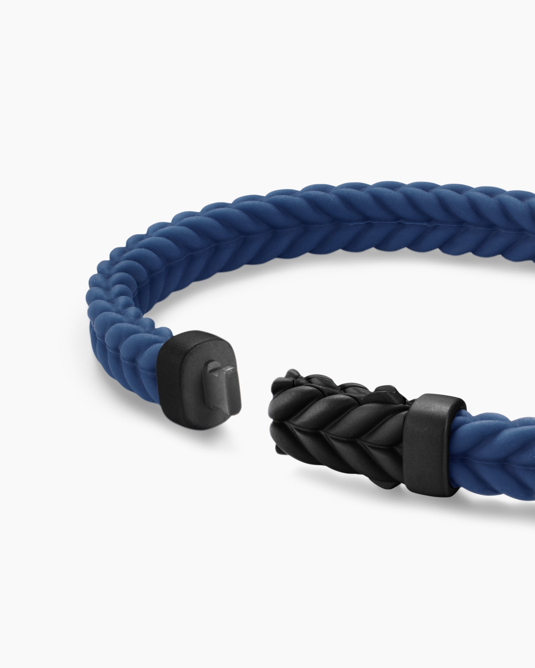 Chevron Bracelet in Blue Rubber with Black Titanium, 6mm - Image 6