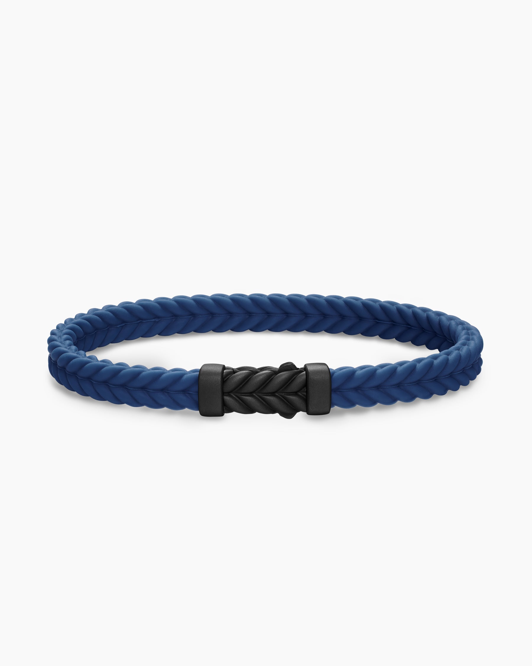 Chevron Bracelet in Blue Rubber with Black Titanium, 6mm