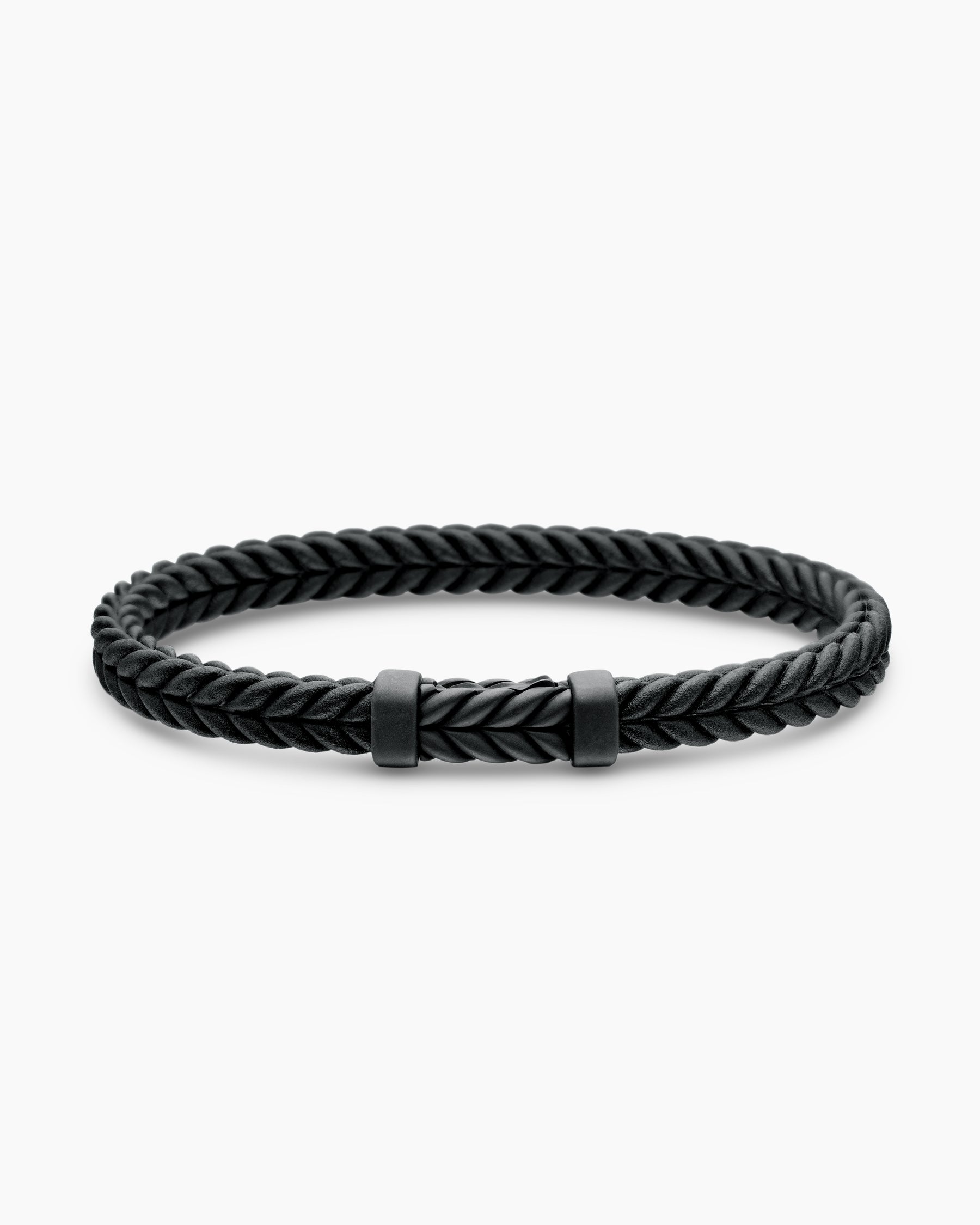 Chevron Bracelet in Black Rubber with Black Titanium, 6mm - Image 4