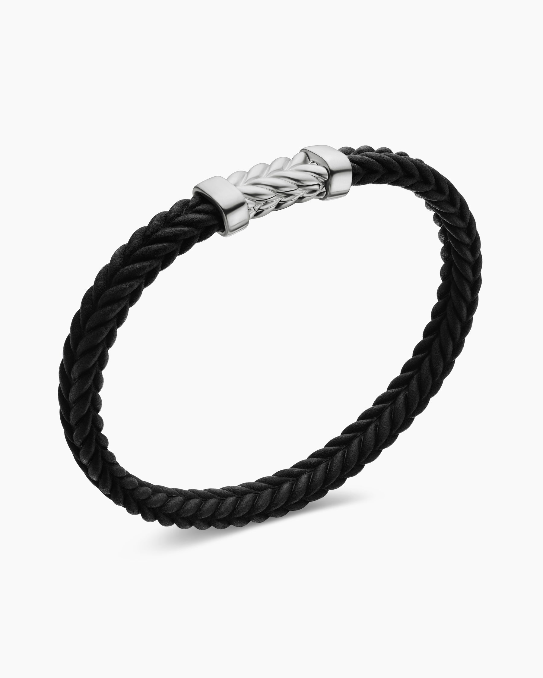 Chevron Bracelet in Black Rubber with Sterling Silver, 6mm - Image 3