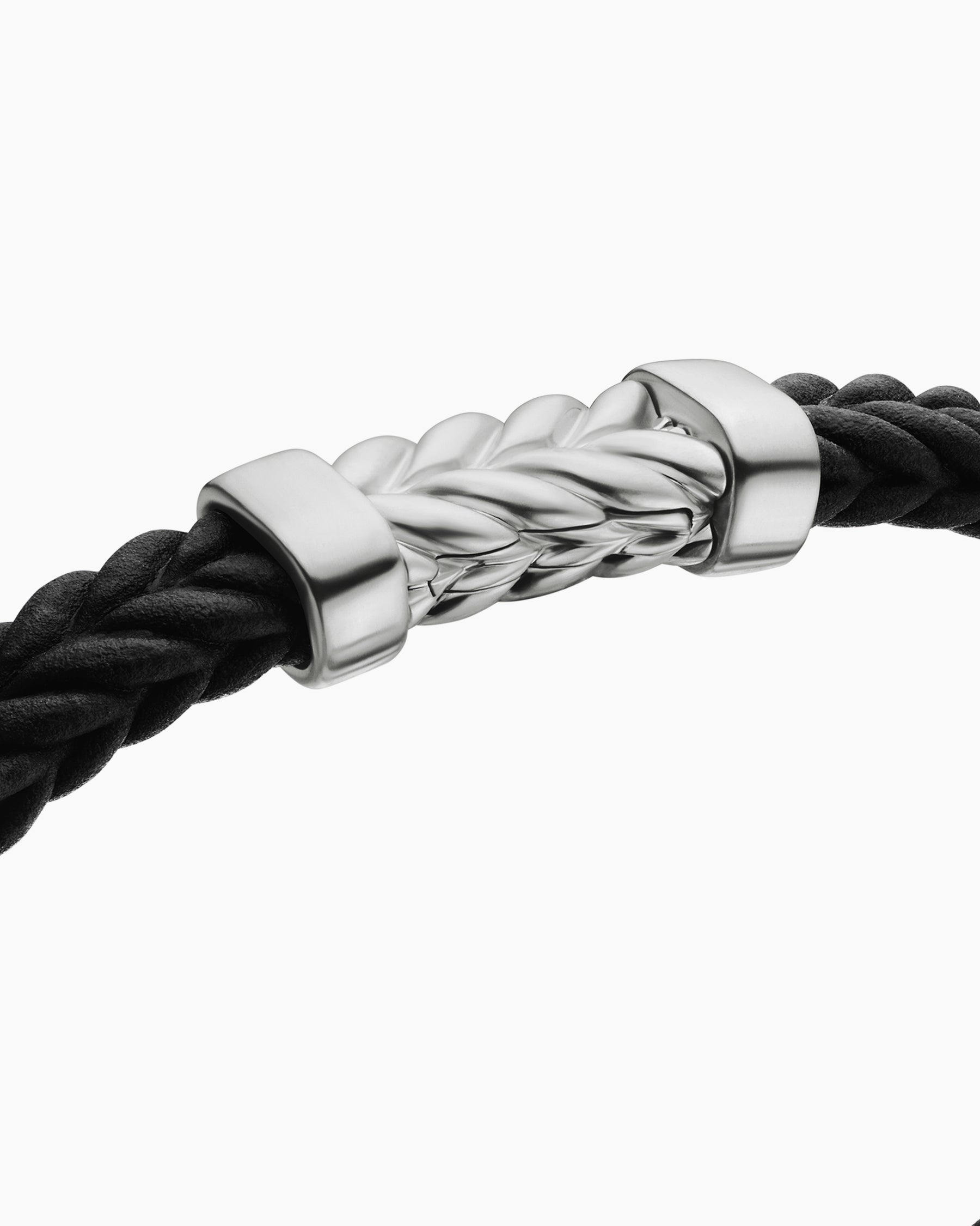 Chevron Bracelet in Black Rubber with Sterling Silver, 6mm - Image 5