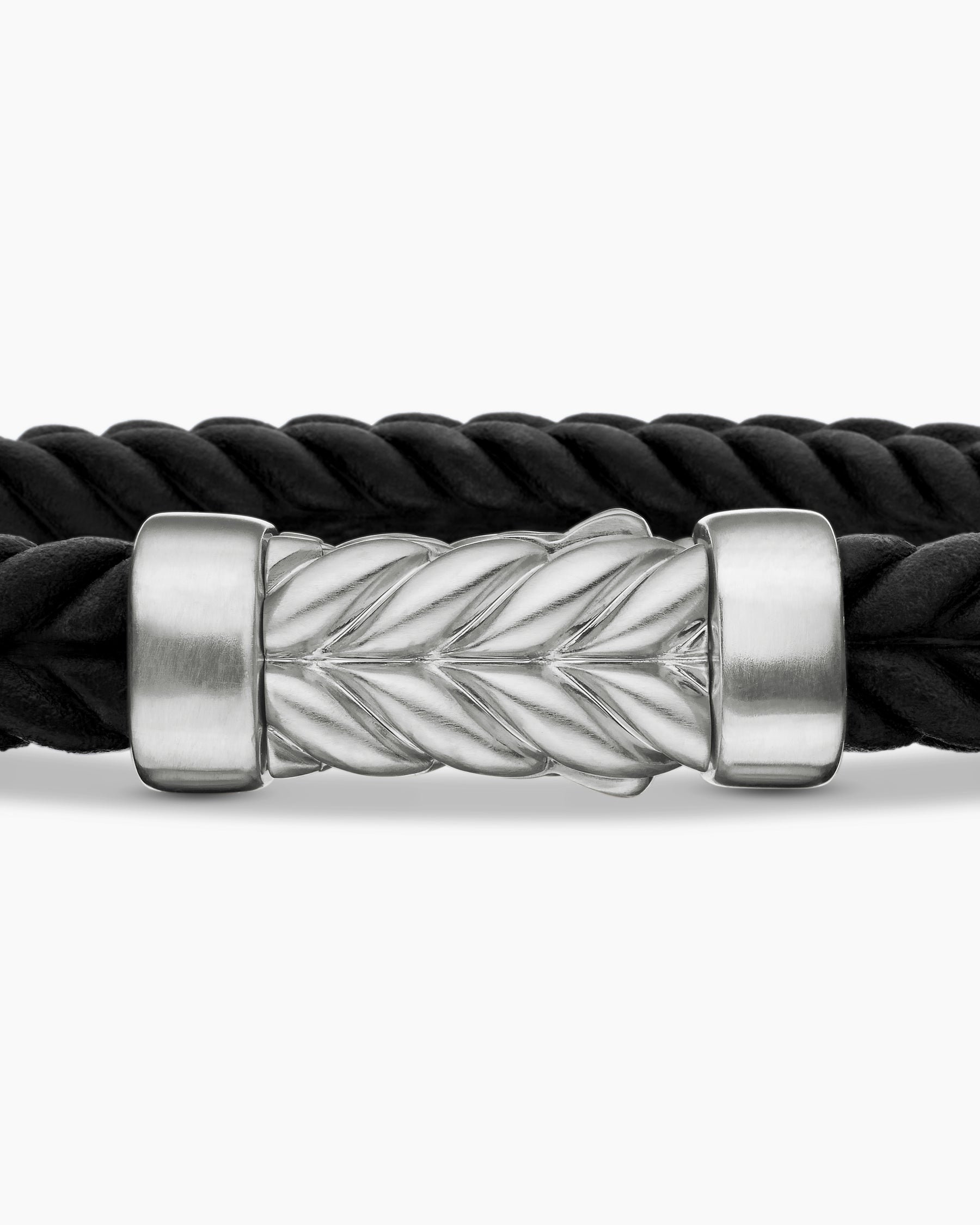 Chevron Bracelet in Black Rubber with Sterling Silver, 6mm - Image 6