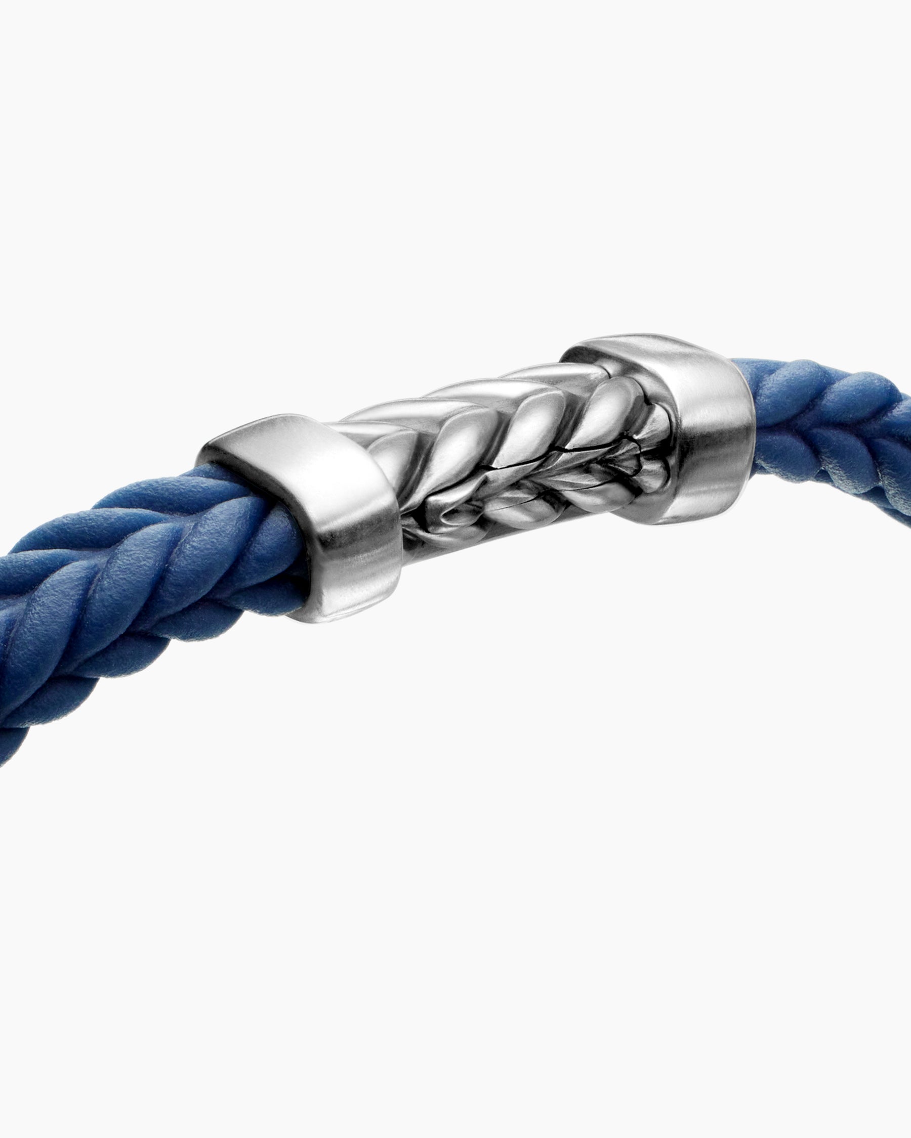 Chevron Bracelet in Blue Rubber with Sterling Silver, 6mm - Image 5