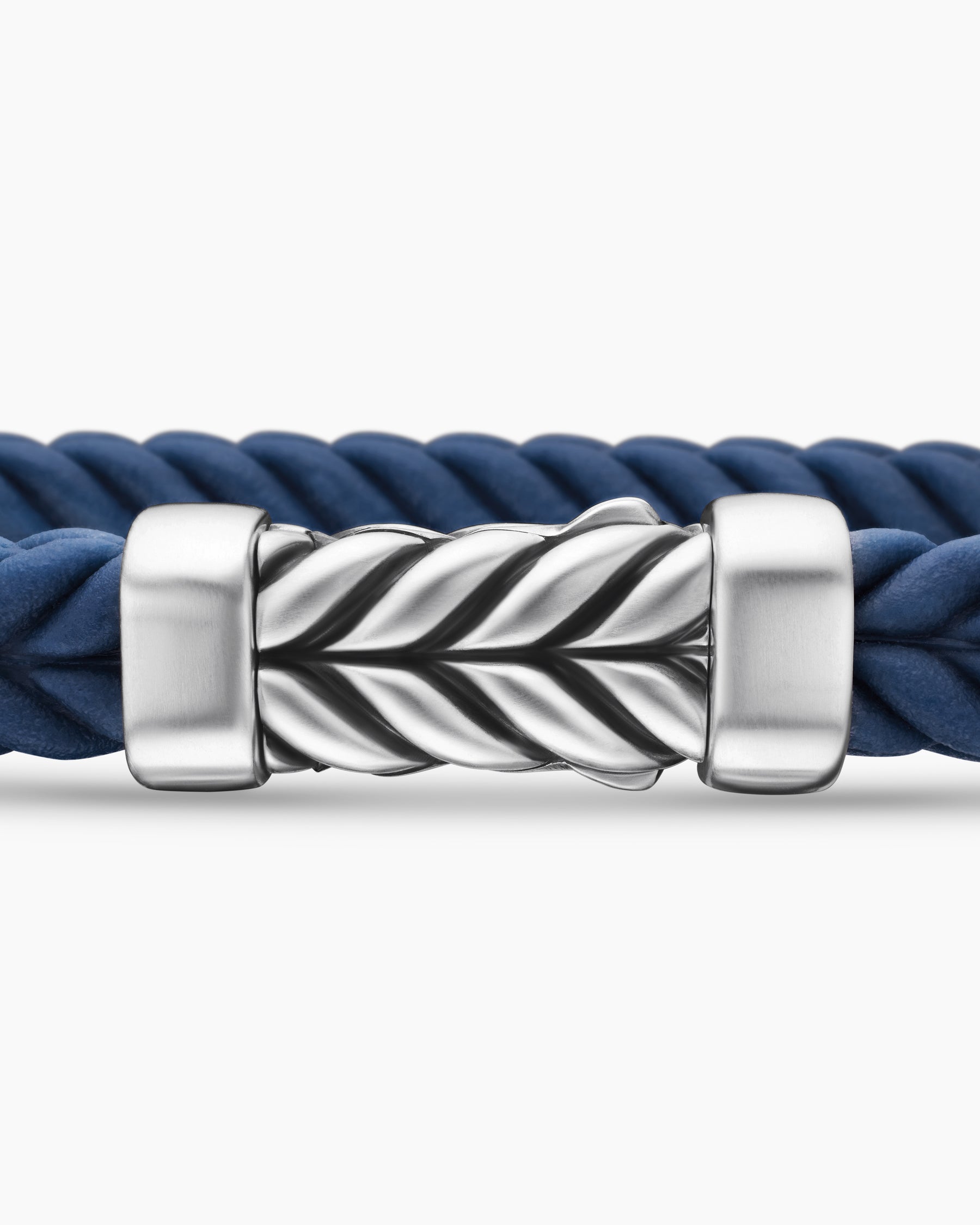 Chevron Bracelet in Blue Rubber with Sterling Silver, 6mm - Image 6