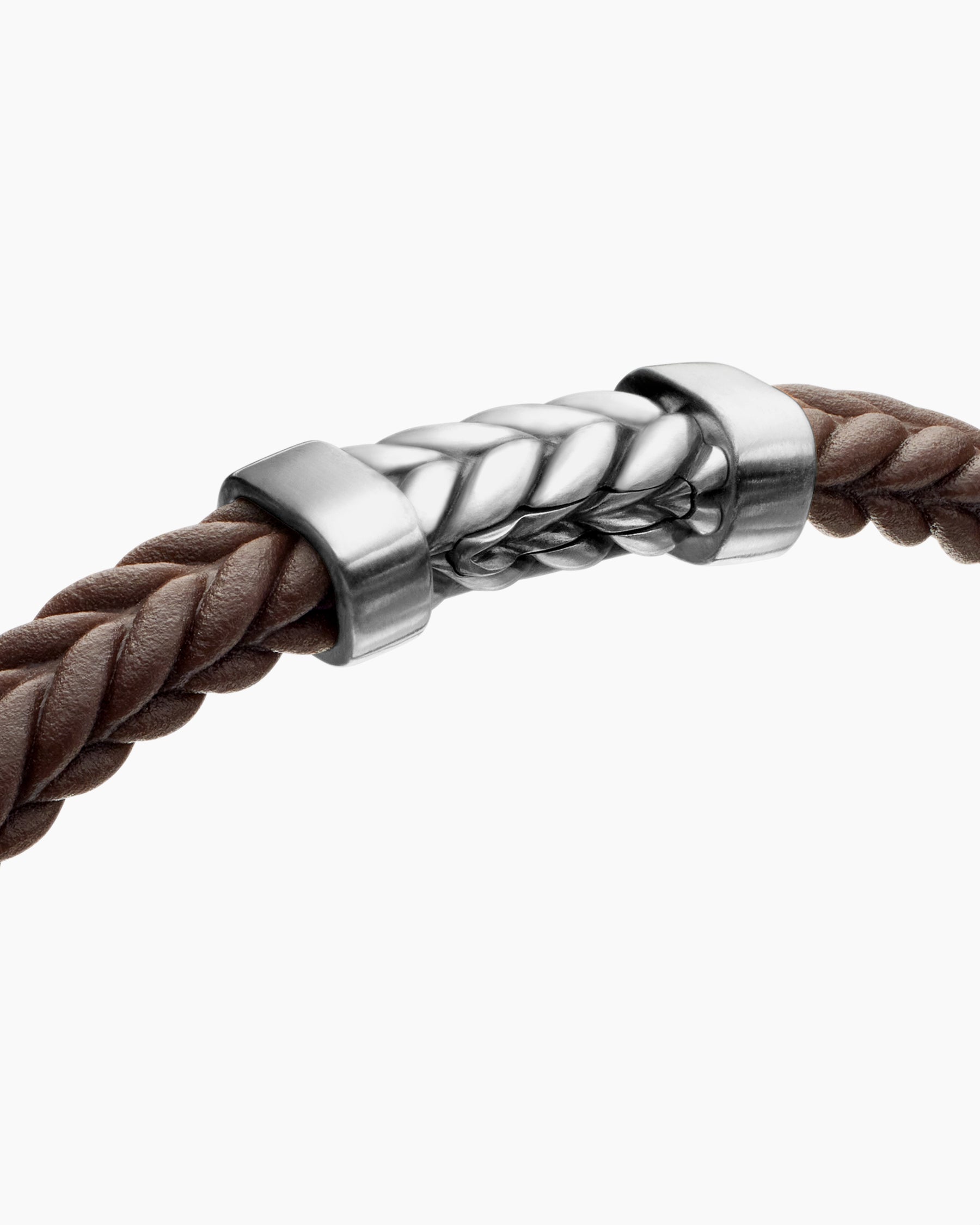 Chevron Bracelet in Brown Rubber with Sterling Silver, 6mm - Image 5