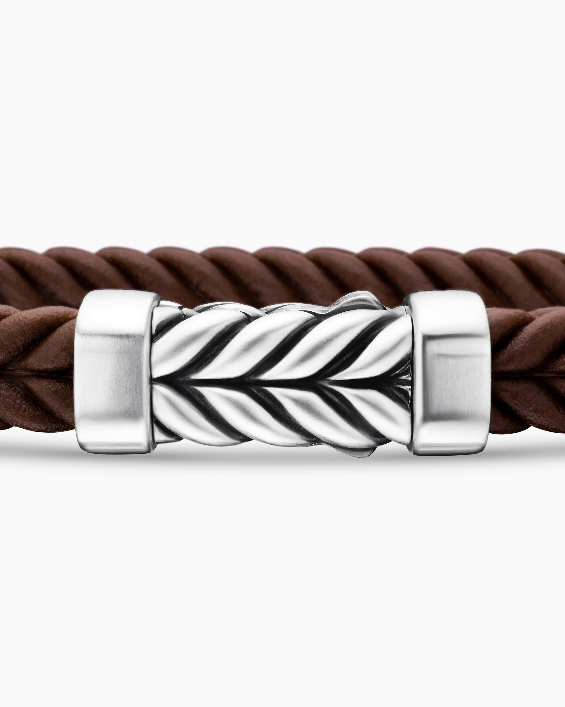 Chevron Bracelet in Brown Rubber with Sterling Silver, 6mm - Image 6