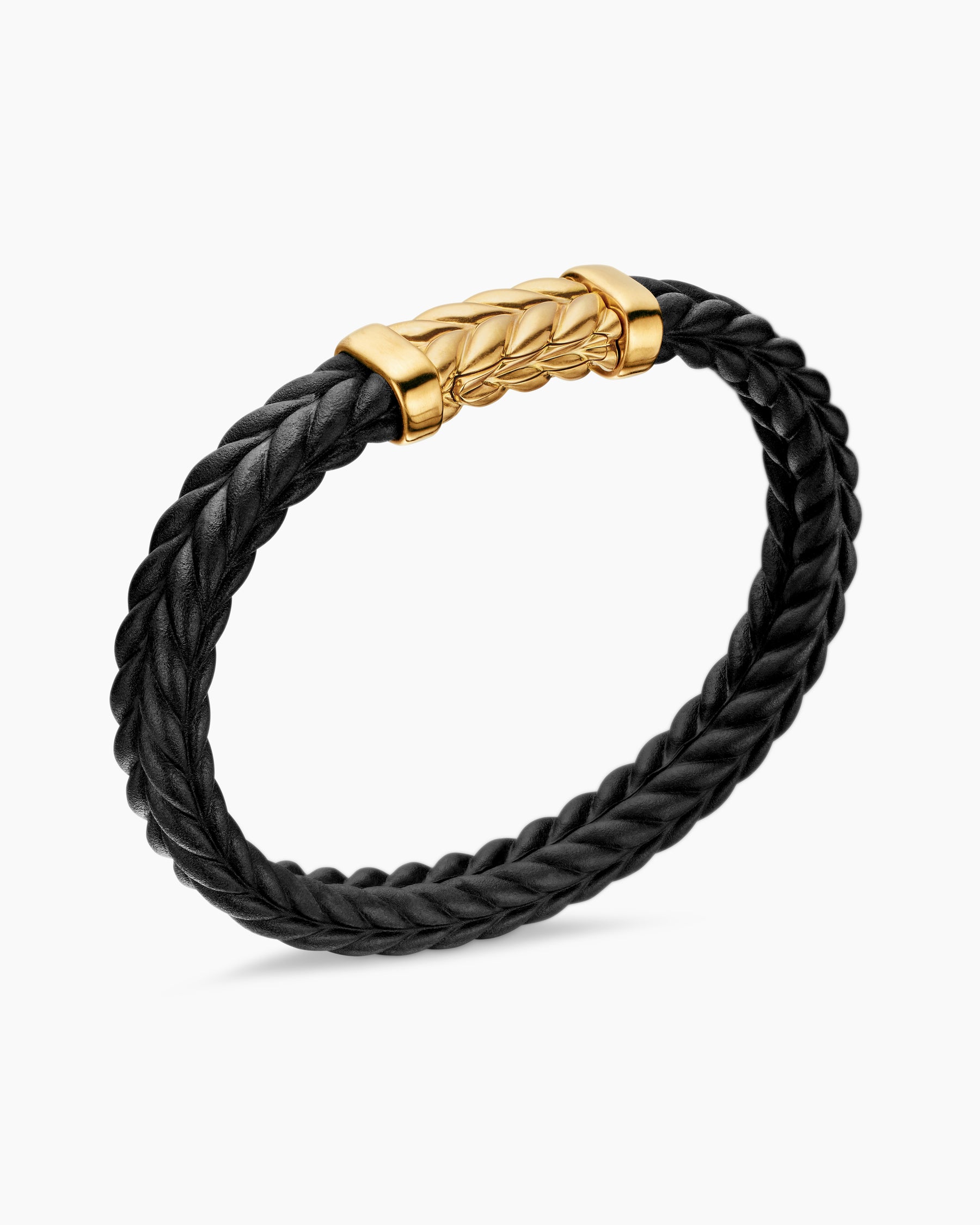 Chevron Bracelet in Black Rubber with 18K Yellow Gold, 9mm - Image 3