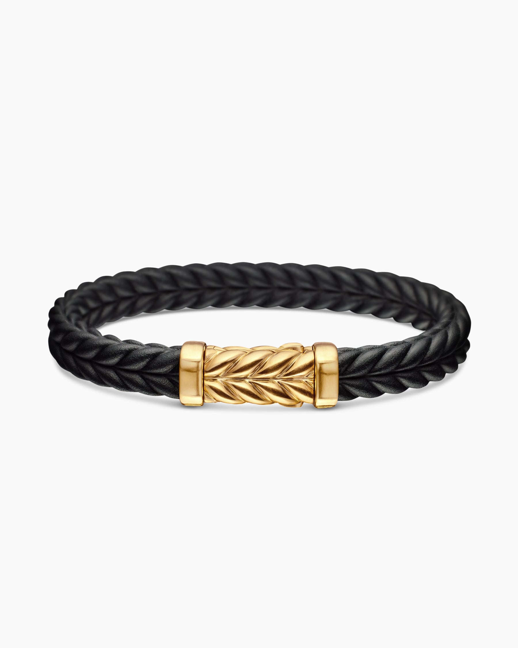 Chevron Bracelet in Black Rubber with 18K Yellow Gold, 9mm - Image 4
