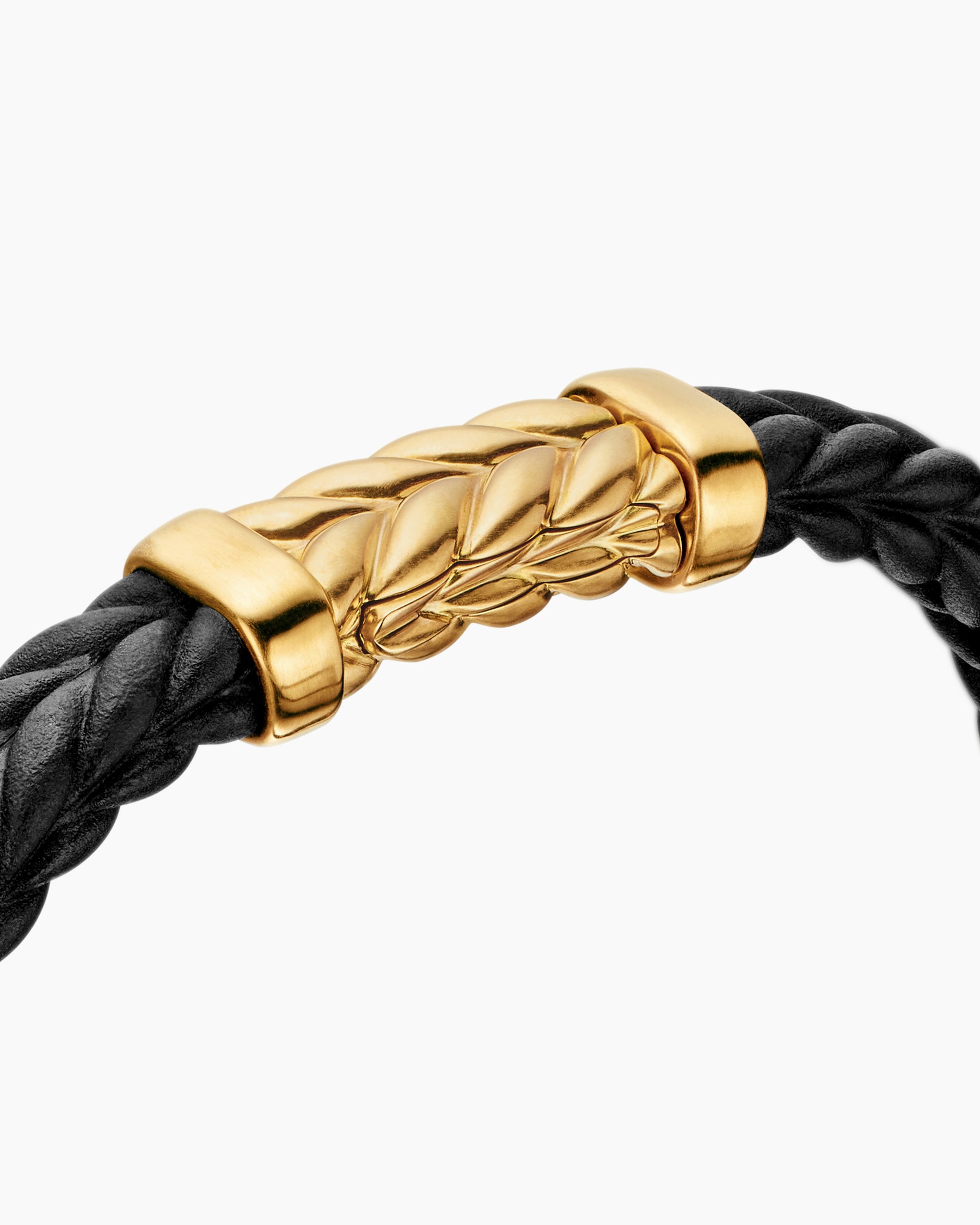 Chevron Bracelet in Black Rubber with 18K Yellow Gold, 9mm - Image 5