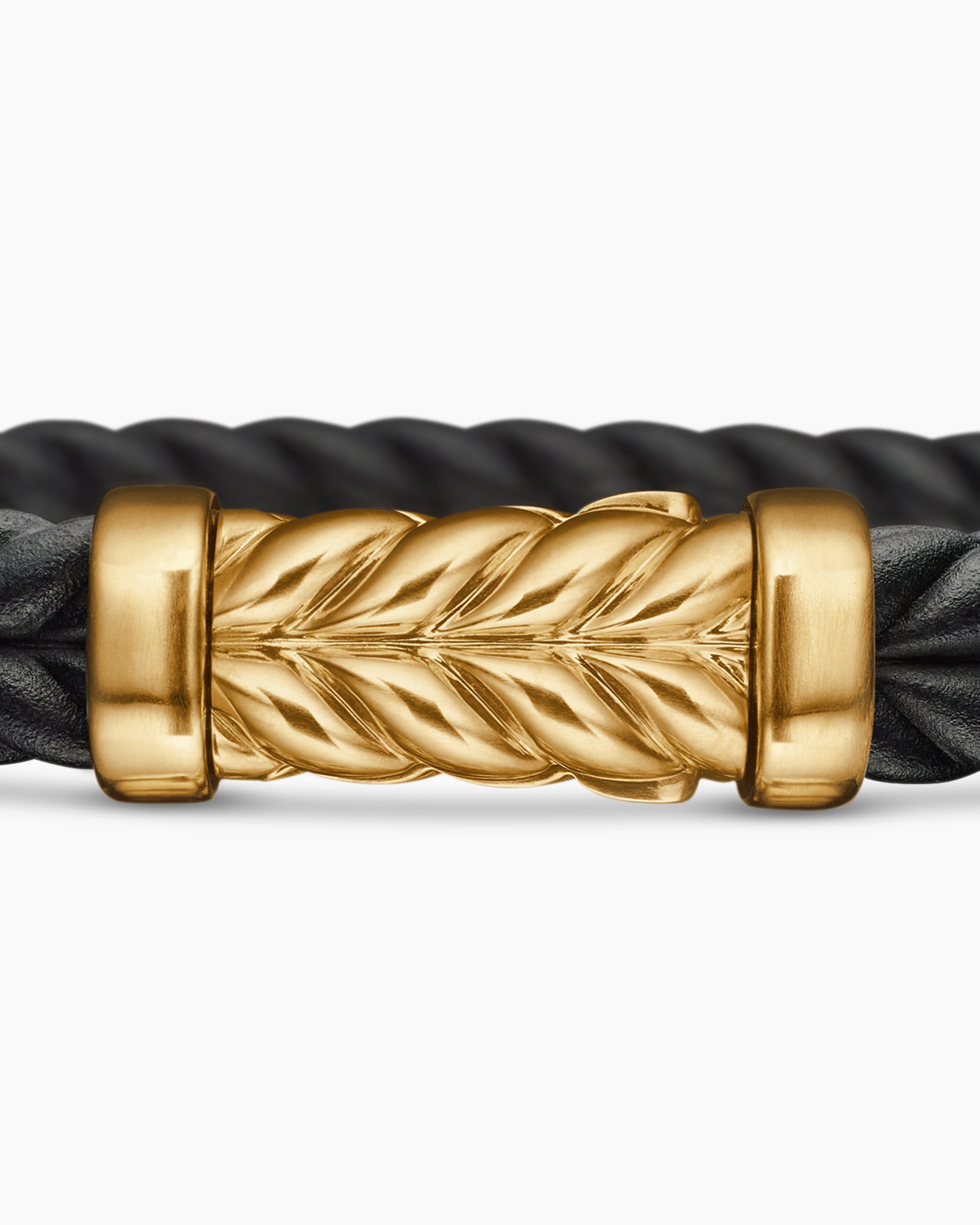 Chevron Bracelet in Black Rubber with 18K Yellow Gold, 9mm - Image 6