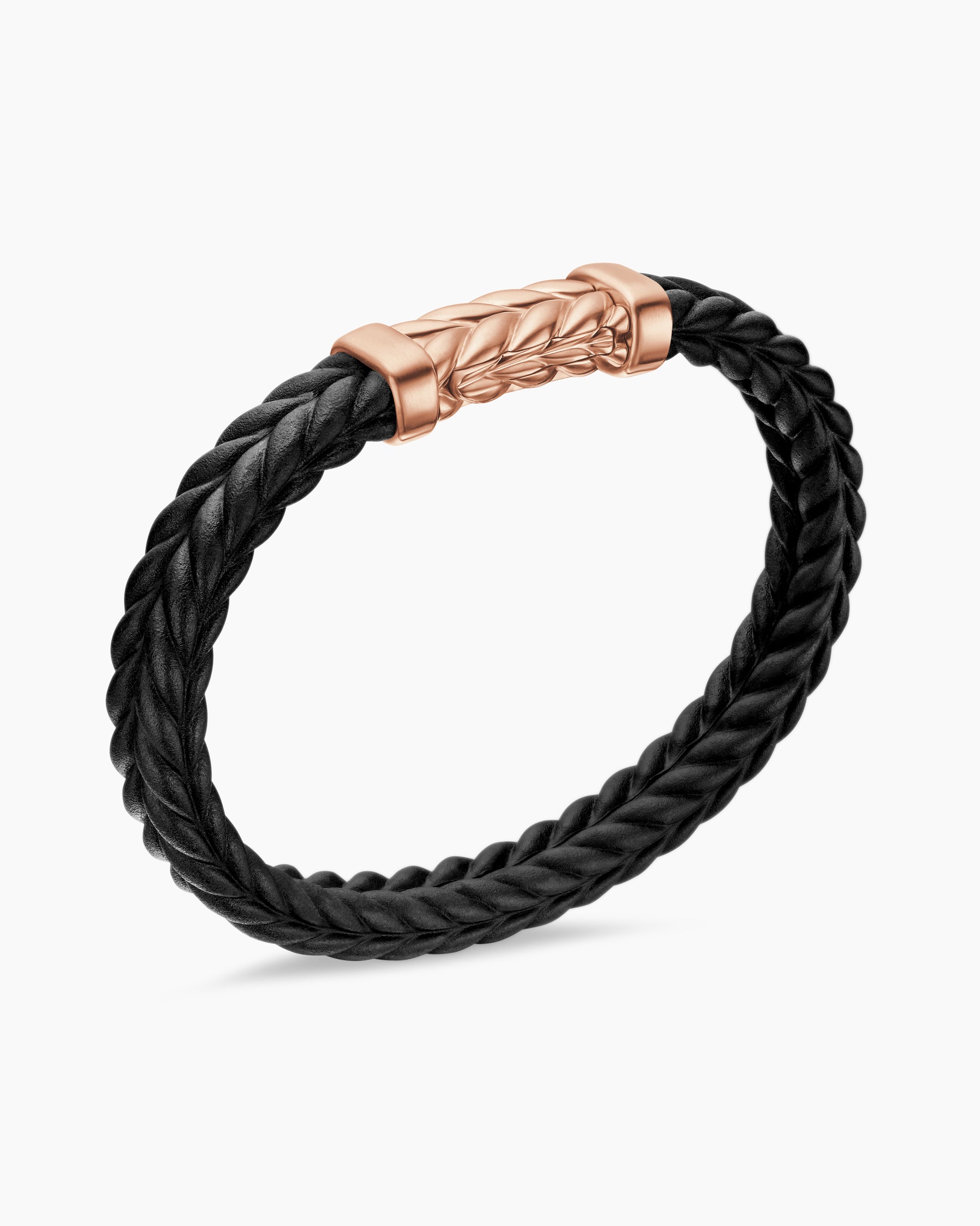 Chevron Bracelet in Black Rubber with 18K Rose Gold, 9mm - Image 3