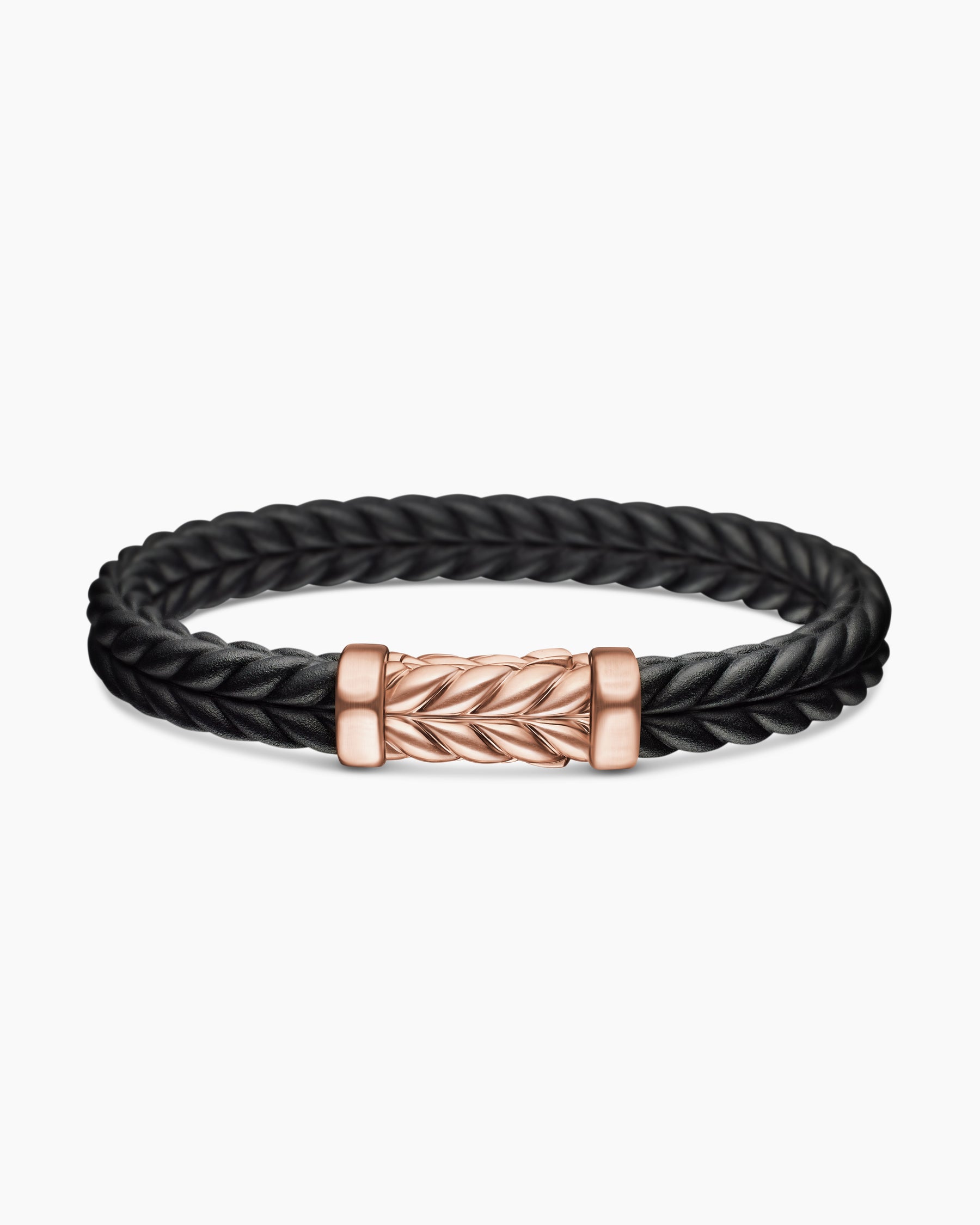 Chevron Bracelet in Black Rubber with 18K Rose Gold, 9mm - Image 4