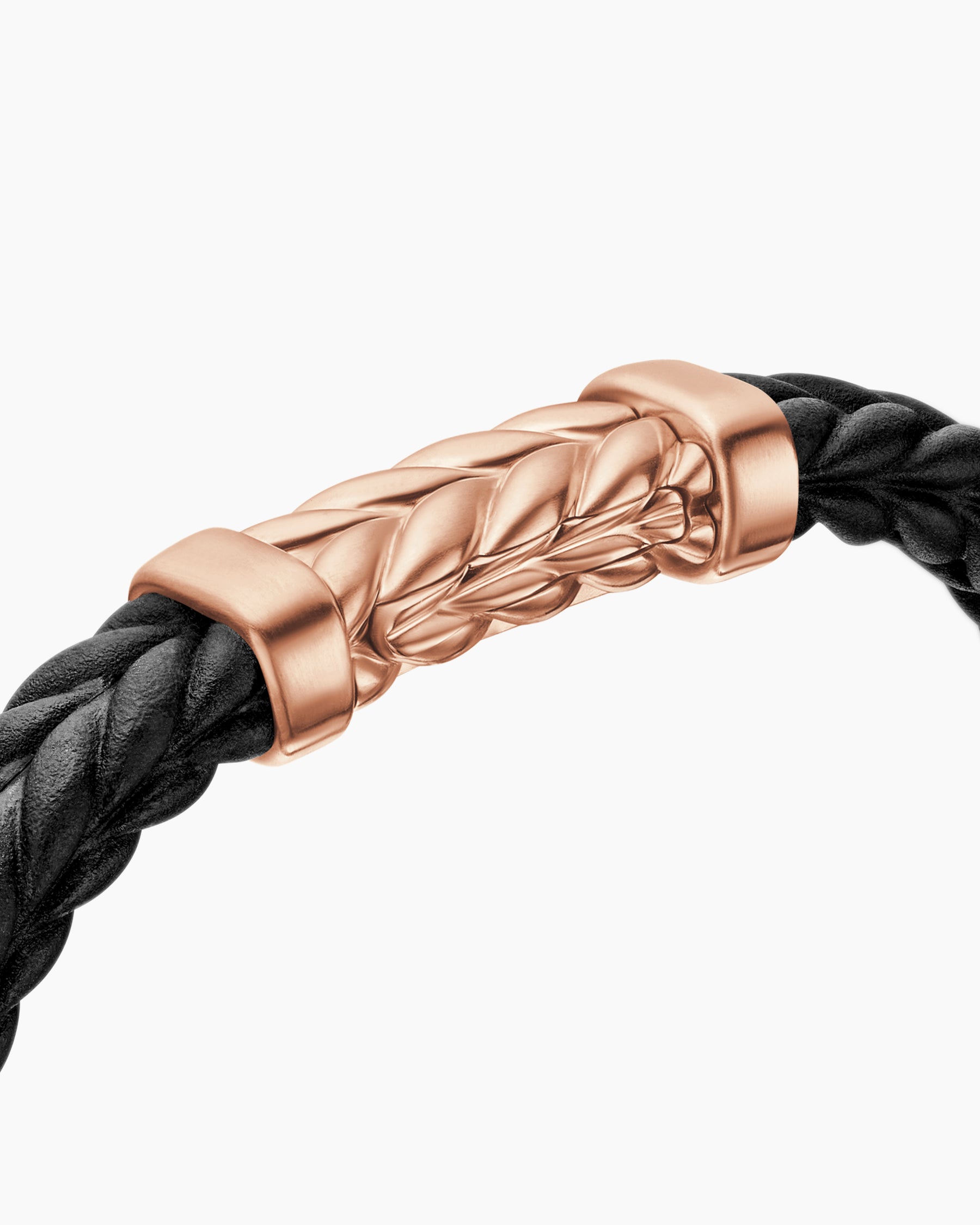 Chevron Bracelet in Black Rubber with 18K Rose Gold, 9mm - Image 5