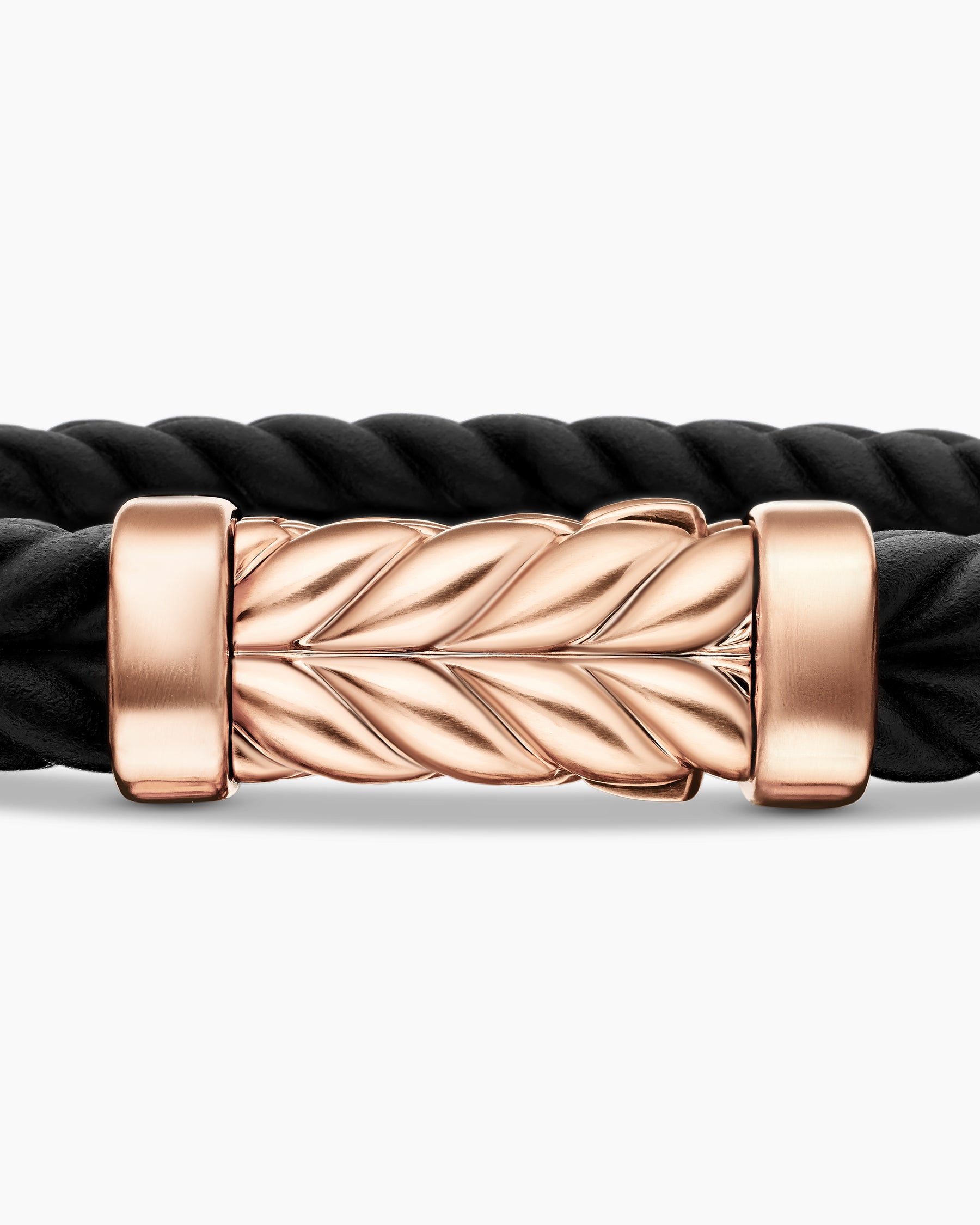 Chevron Bracelet in Black Rubber with 18K Rose Gold, 9mm - Image 6
