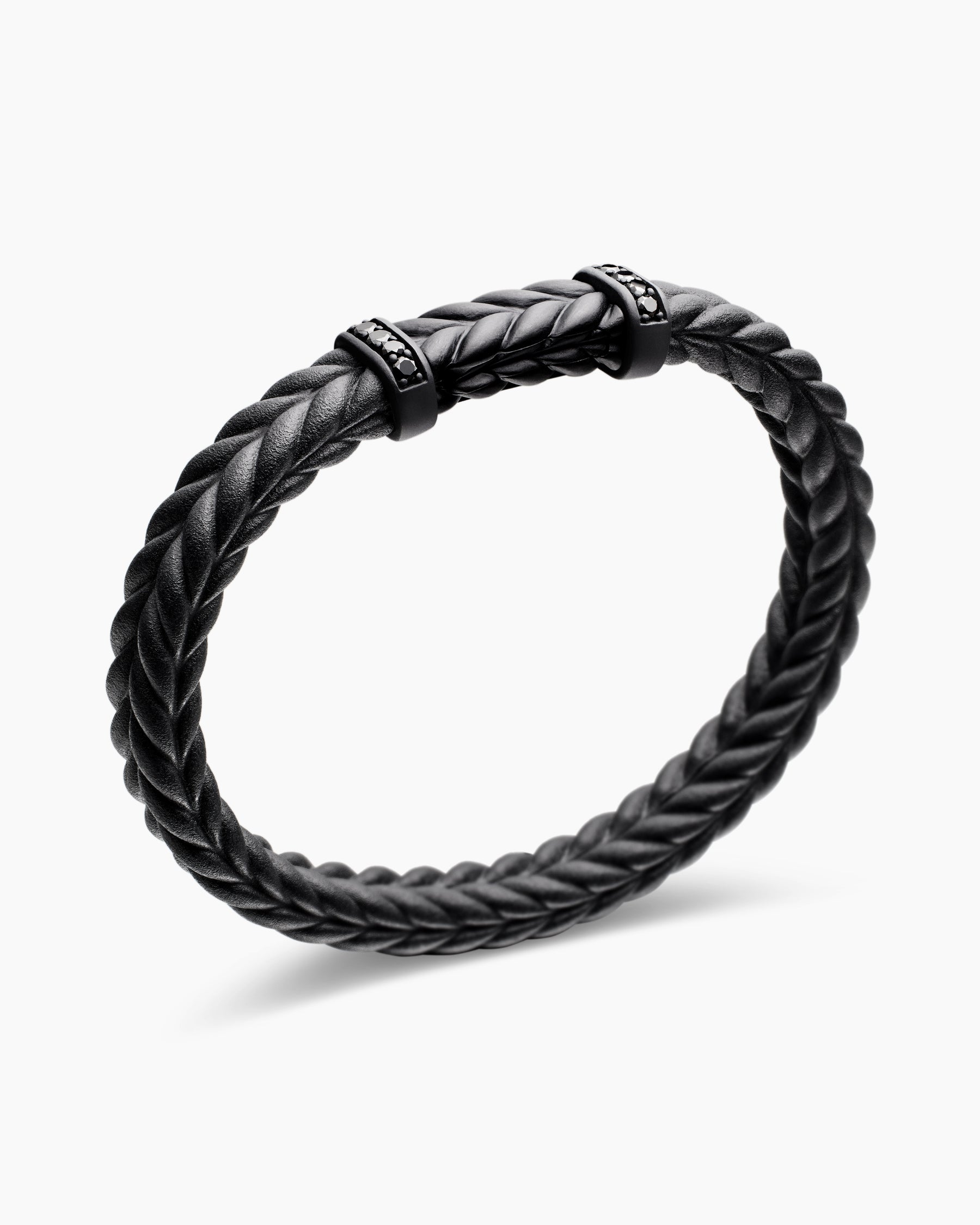 Chevron Bracelet in Black Rubber with Black Titanium and Black Diamonds, 9mm - Image 3