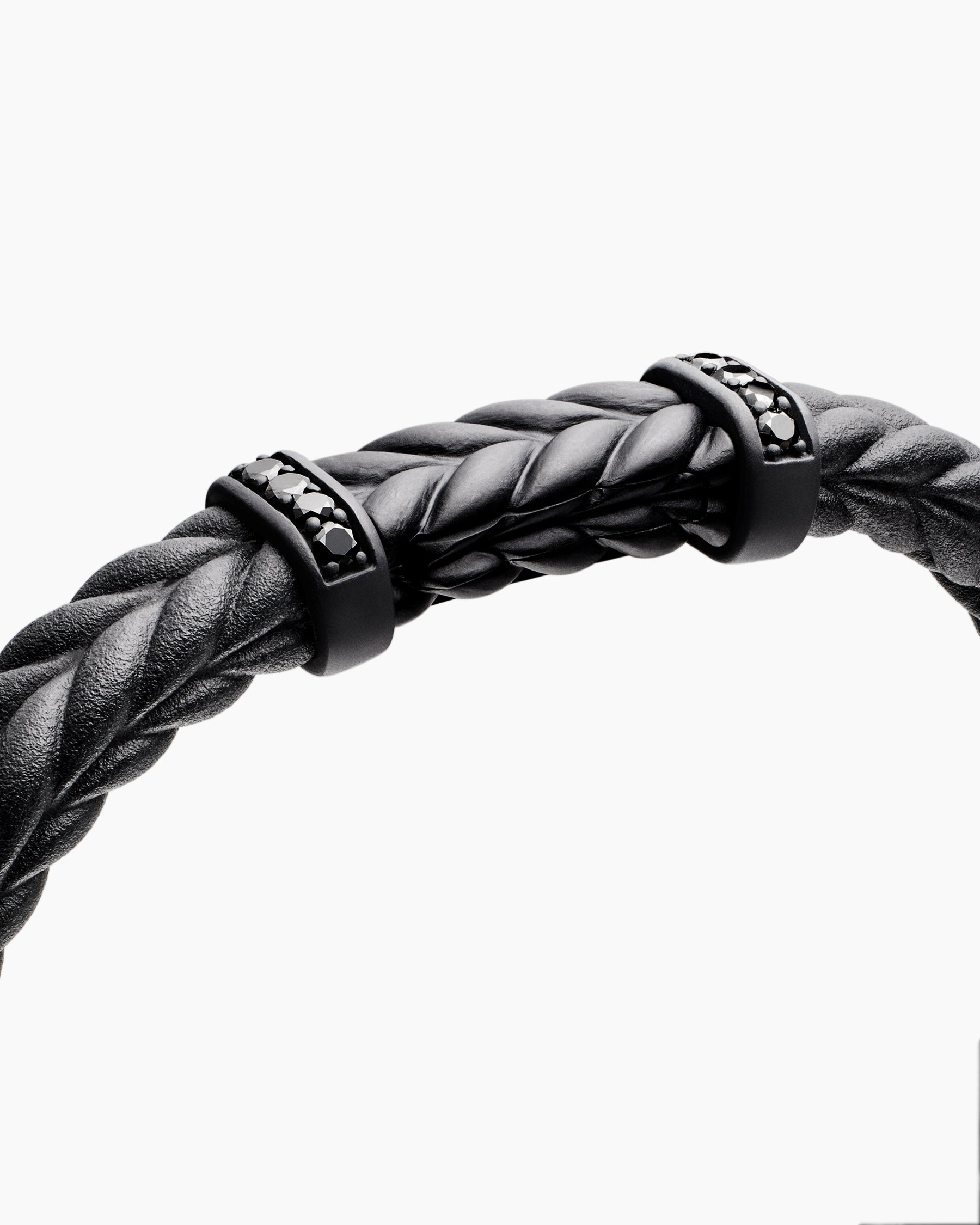 Chevron Bracelet in Black Rubber with Black Titanium and Black Diamonds, 9mm - Image 5