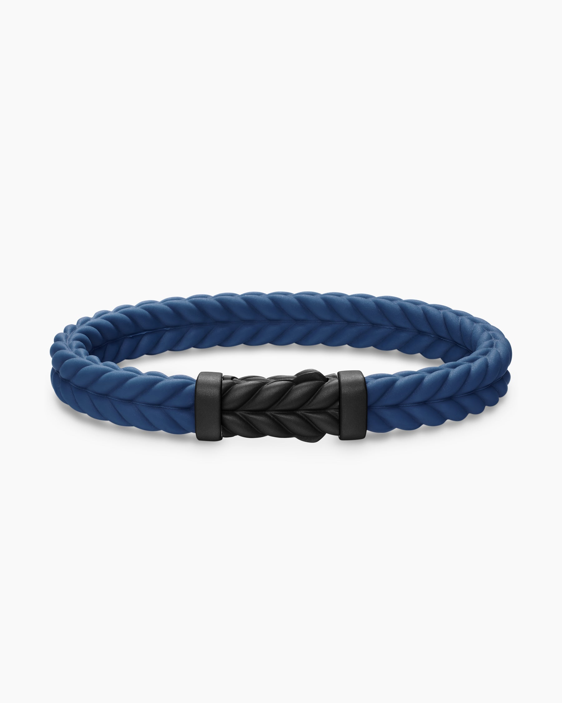 Chevron Bracelet in Blue Rubber with Black Titanium, 9mm