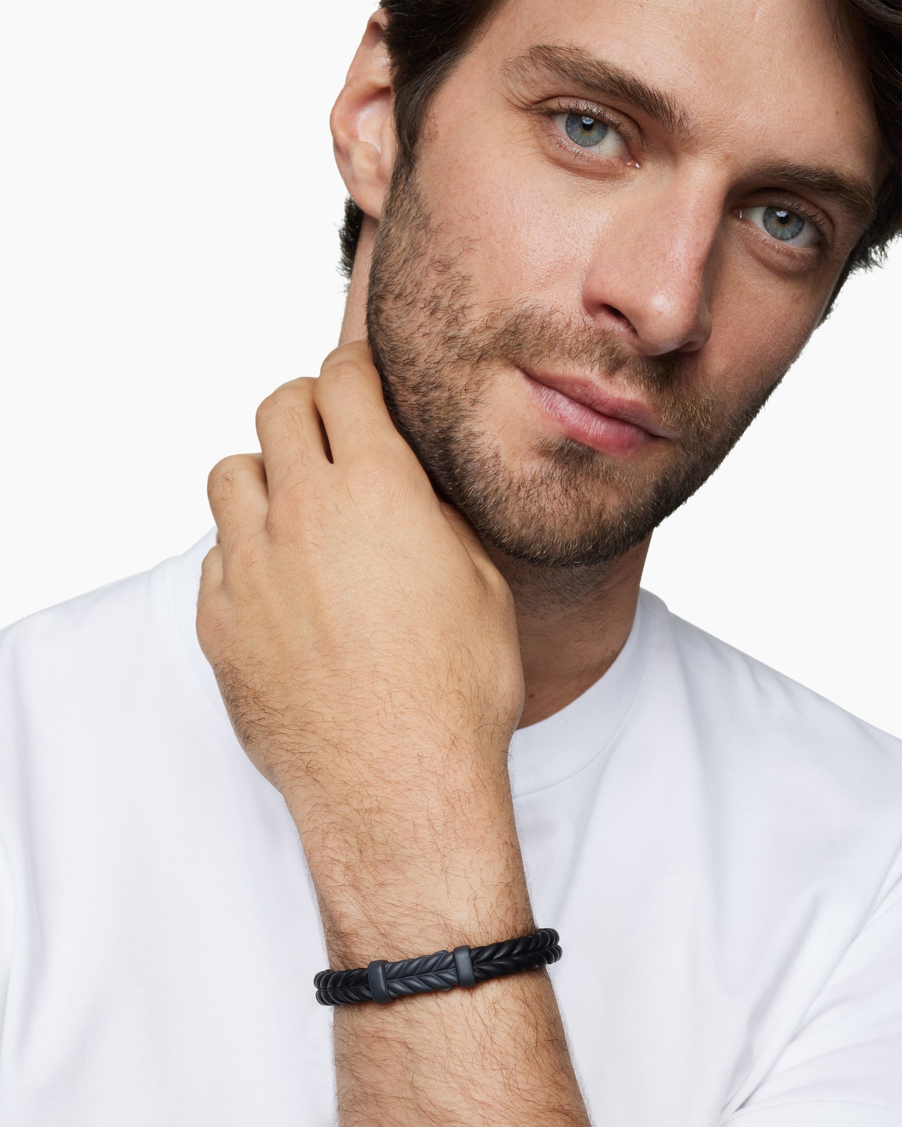 Alternative view of Chevron Bracelet in Black Rubber with Black Titanium, 9mm