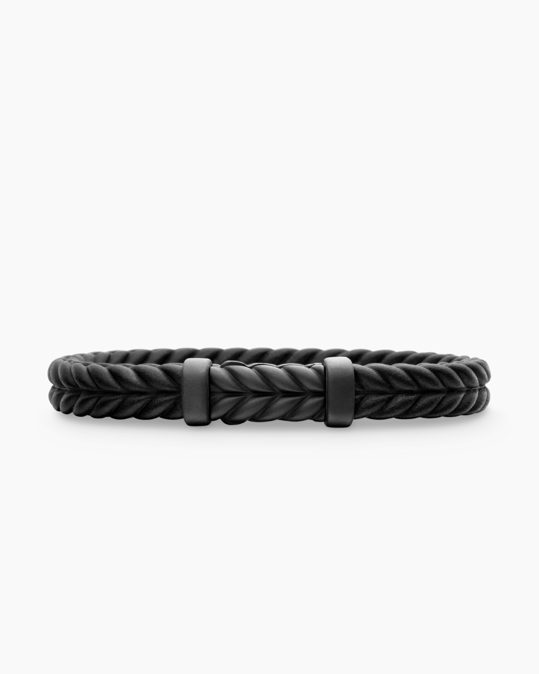 Chevron Bracelet in Black Rubber with Black Titanium, 9mm