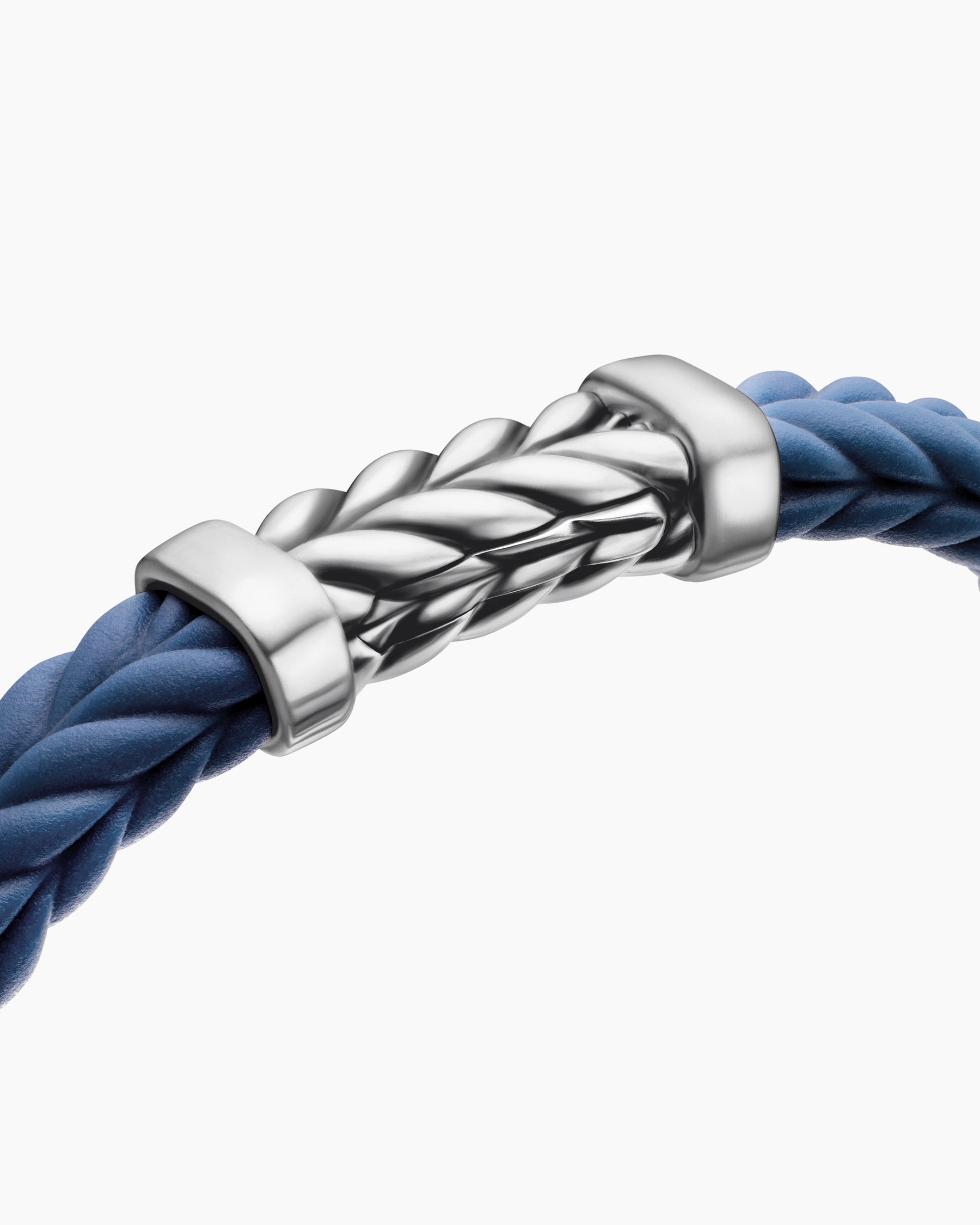 Chevron Bracelet in Blue Rubber with Sterling Silver, 9mm - Image 5