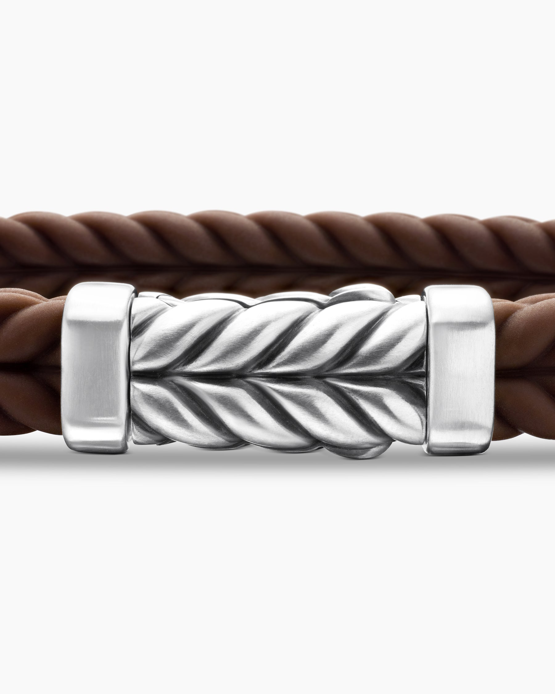 Chevron Bracelet in Brown Rubber with Sterling Silver, 9mm - Image 6