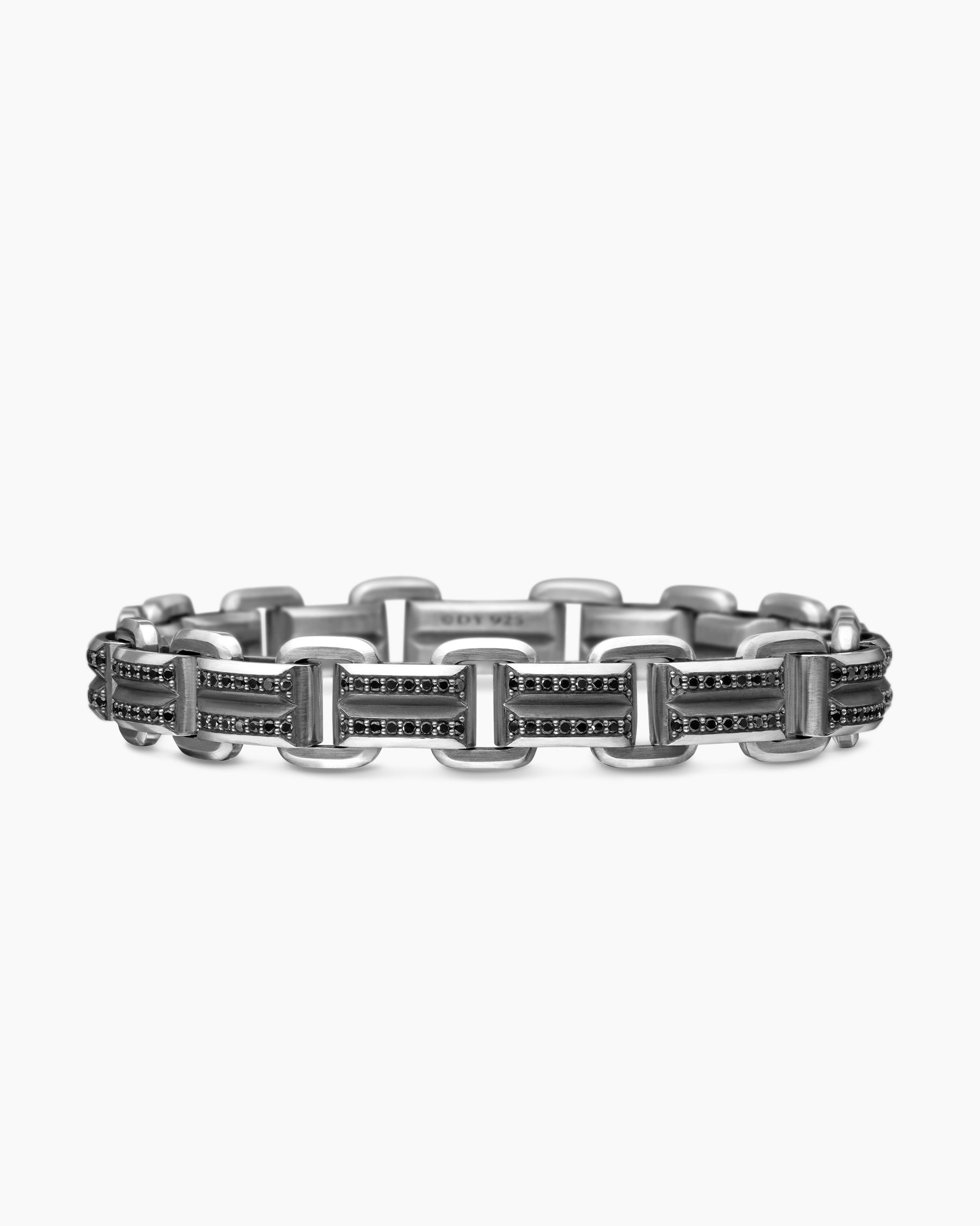 Streamline Link Bracelet in Sterling Silver with Black Diamonds, 7.5mm