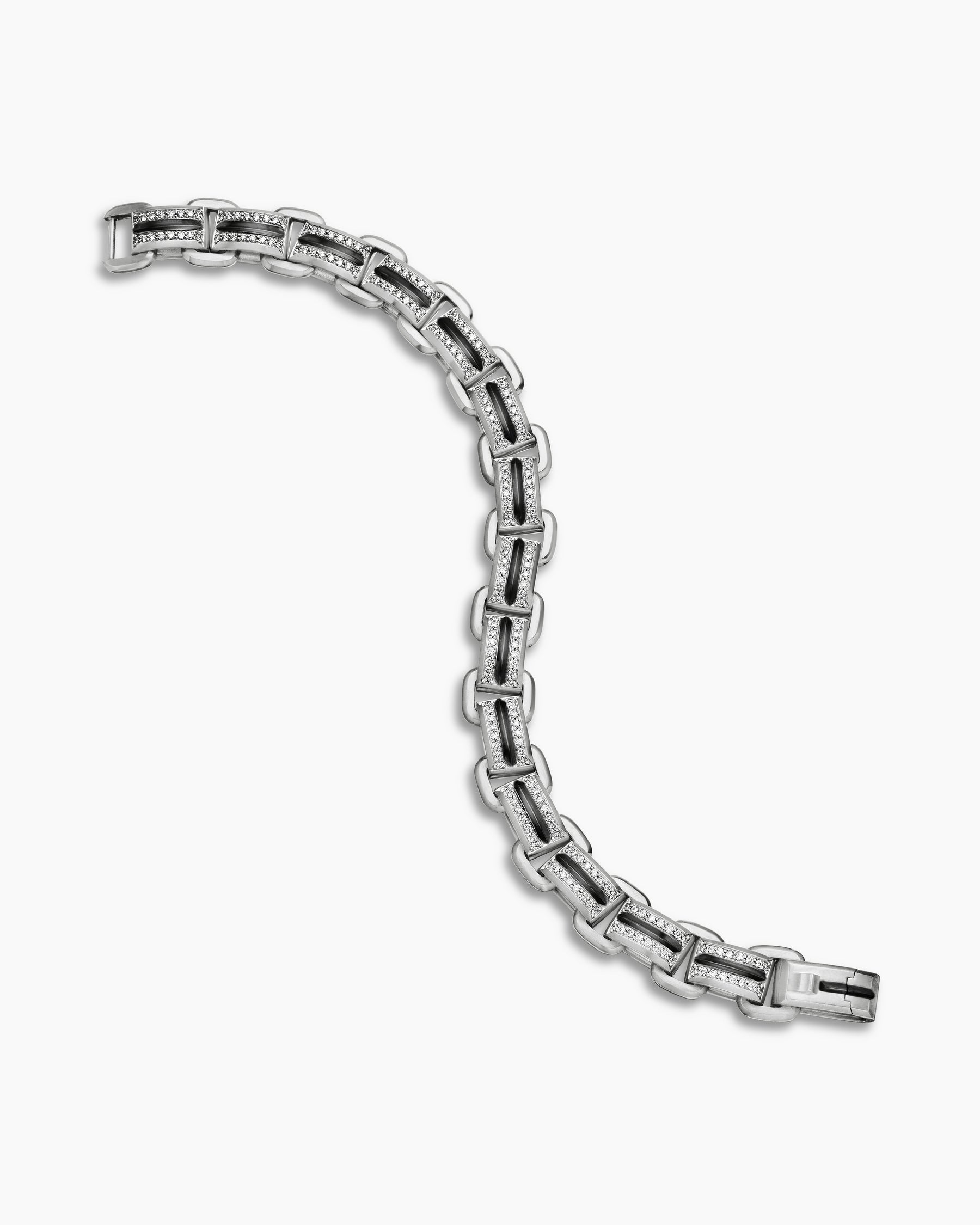 Streamline Link Bracelet in Sterling Silver with Diamonds, 7.5mm - Image 3