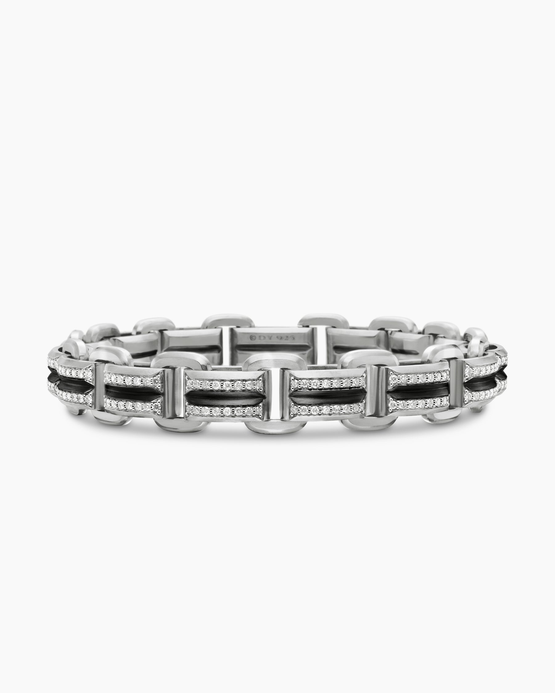 Streamline Link Bracelet in Sterling Silver with Diamonds, 7.5mm