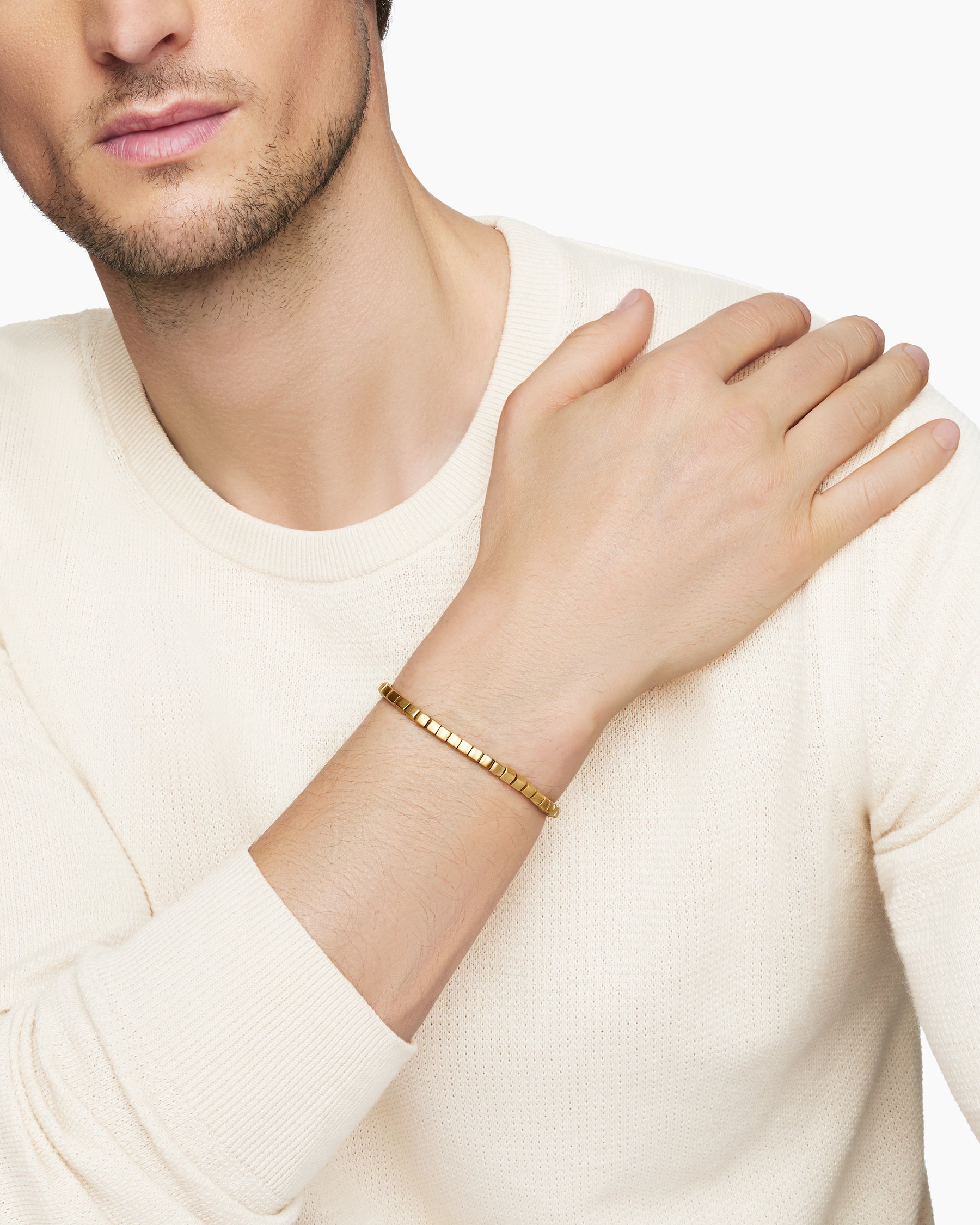Spiritual Beads Cushion Bracelet in 18K Yellow Gold, 4mm - Image 8
