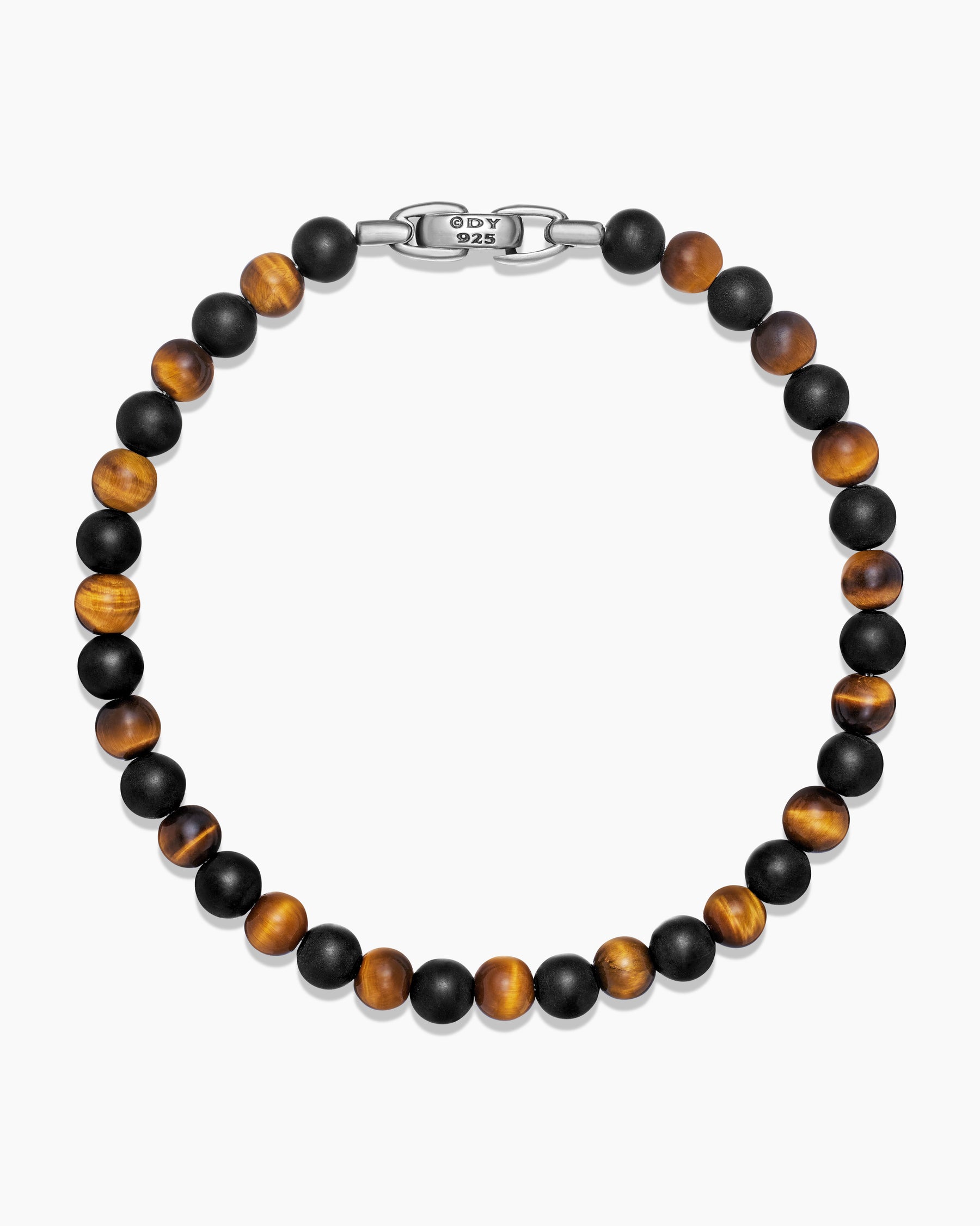 Spiritual Beads Alternating Bracelet in Sterling Silver with Black Onyx and Tiger's Eye, 6mm - Image 3