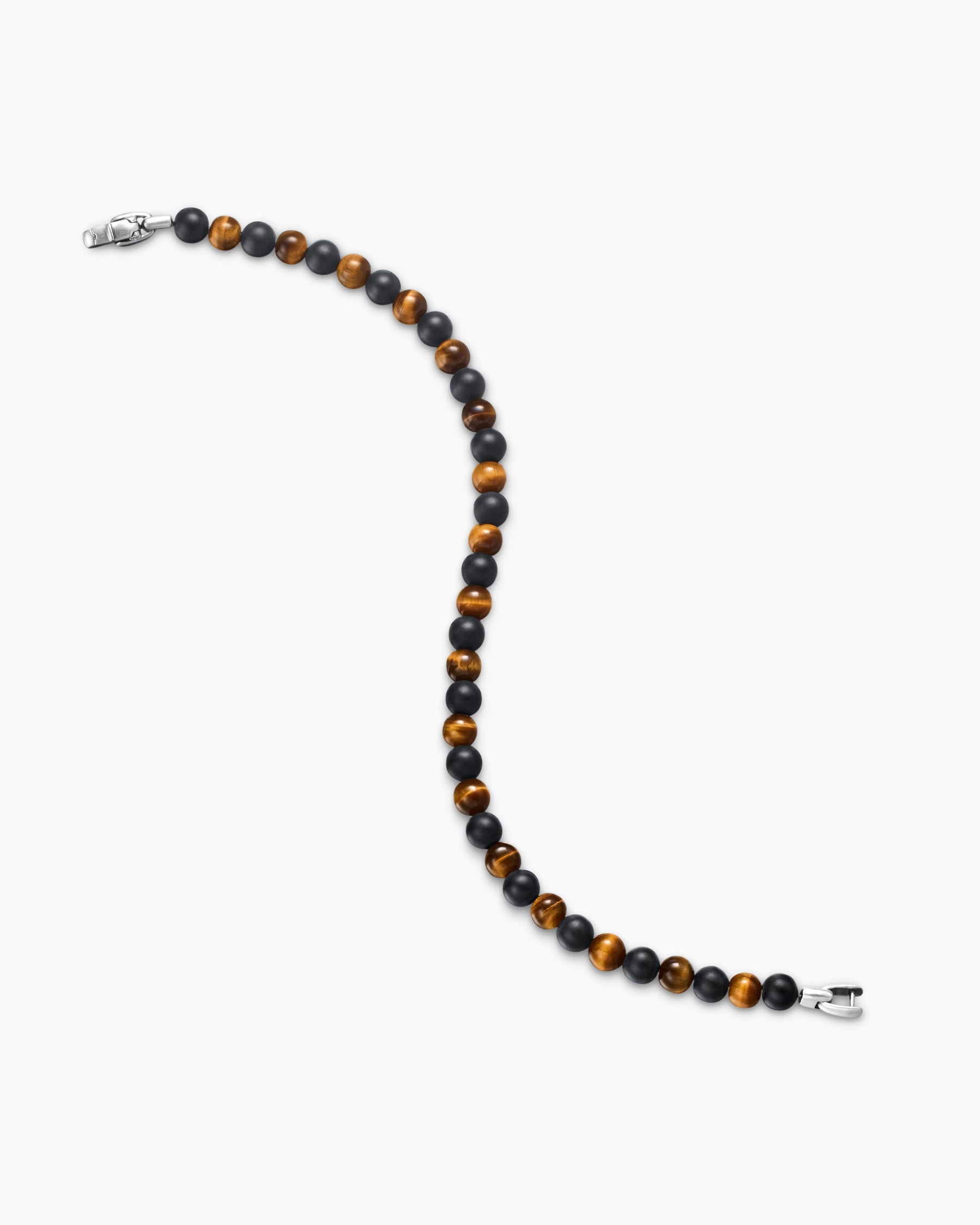 Spiritual Beads Alternating Bracelet in Sterling Silver with Black Onyx and Tiger's Eye, 6mm - Image 4